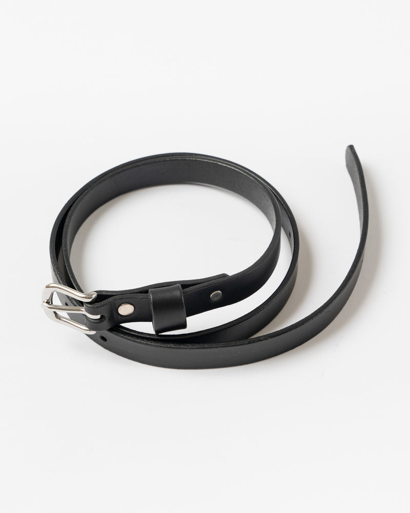 Cawley Thin Leather Belt in Black