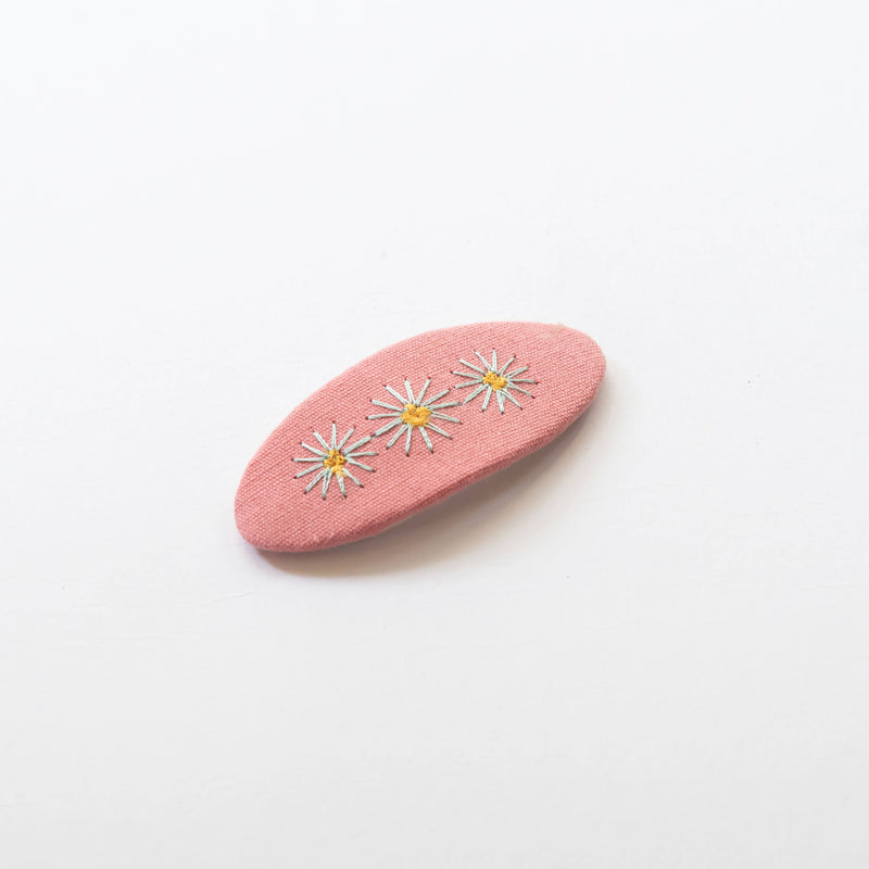 Tangle Shiny Stars Embroidered Hair Snap Clips in Coral Pink