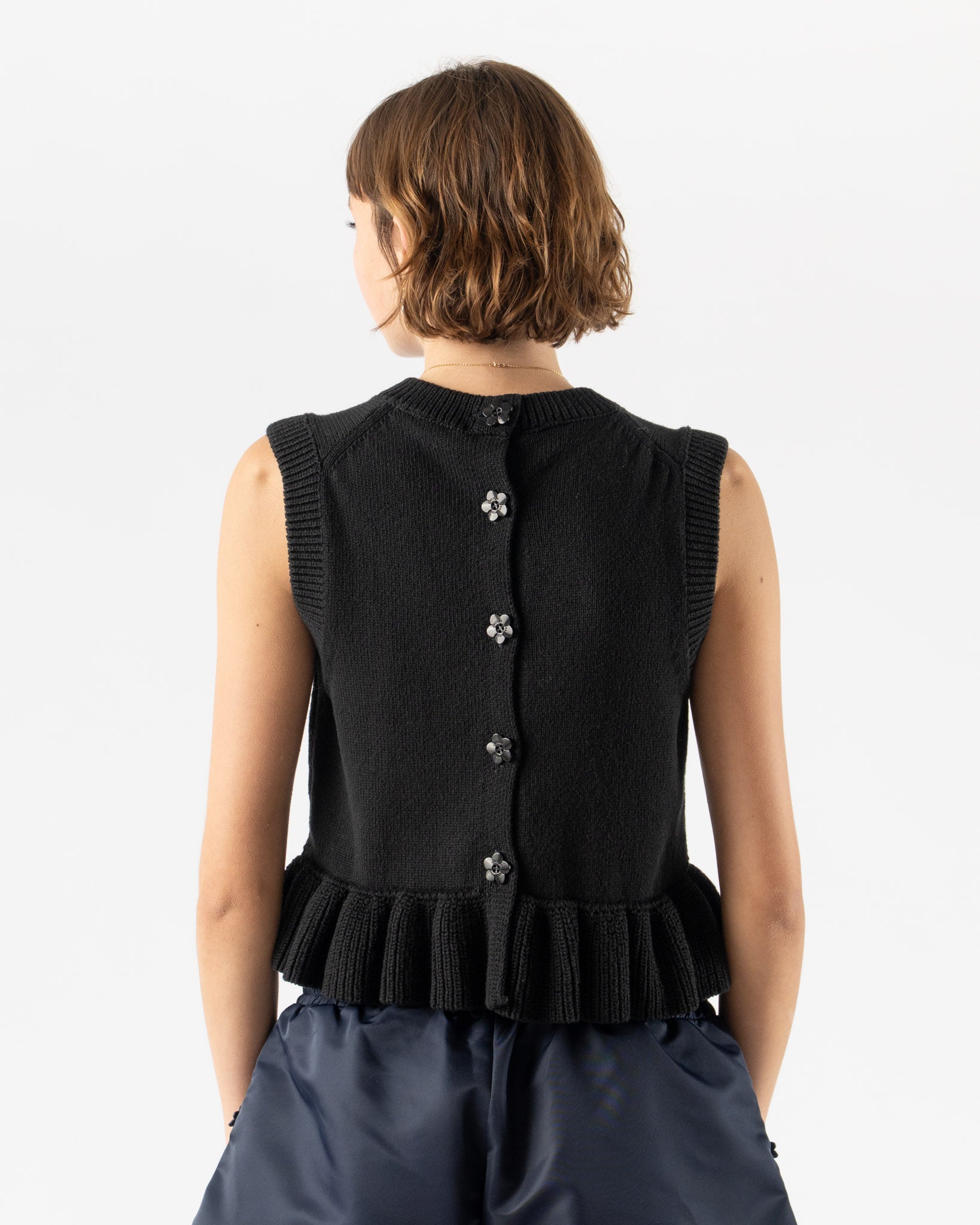 Cecilie Bahnsen Billie Vest in Black Cotton Silk Blend Curated at