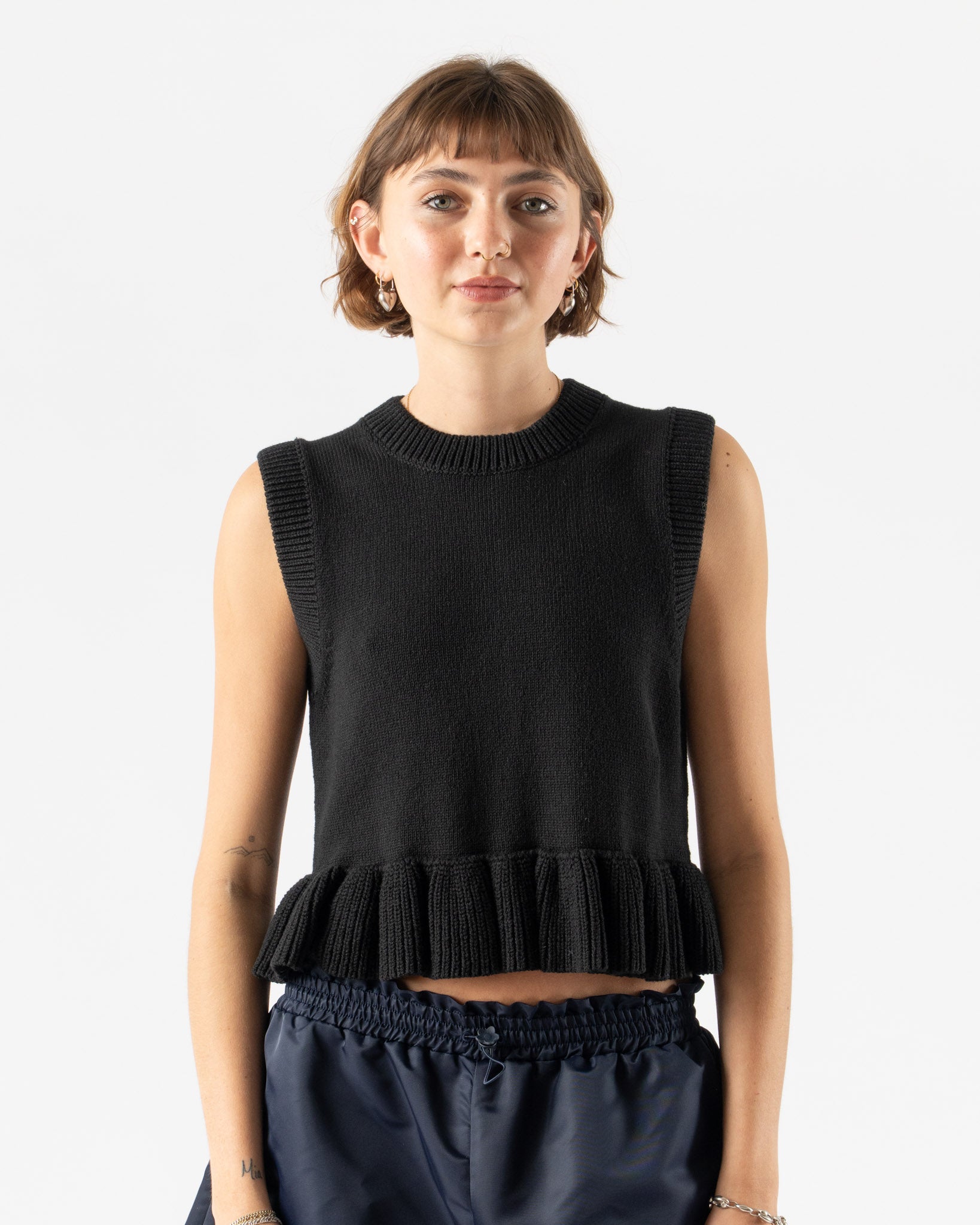 Cecilie Bahnsen Billie Vest in Black Cotton Silk Blend Curated at