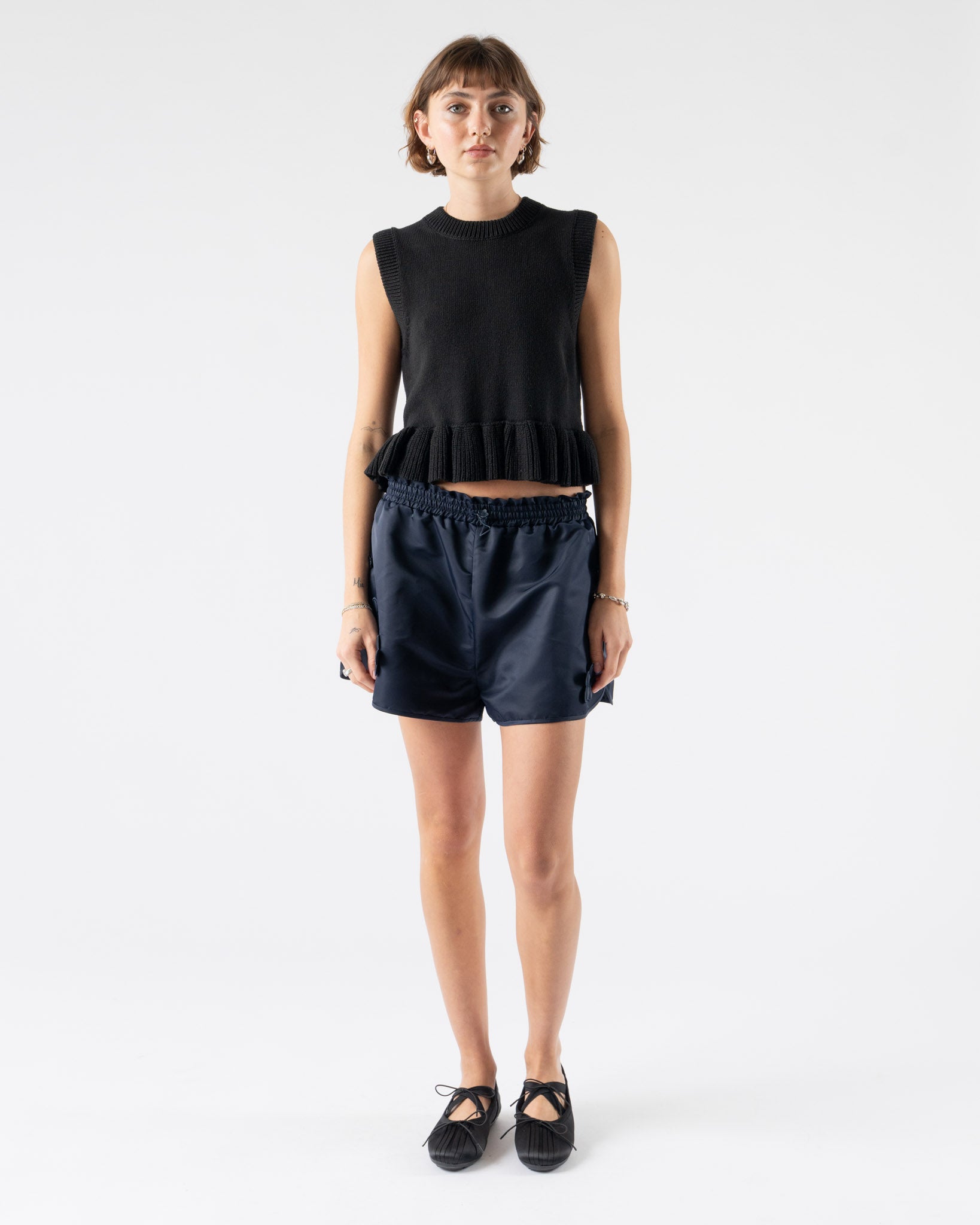 Cecilie Bahnsen Billie Vest in Black Cotton Silk Blend