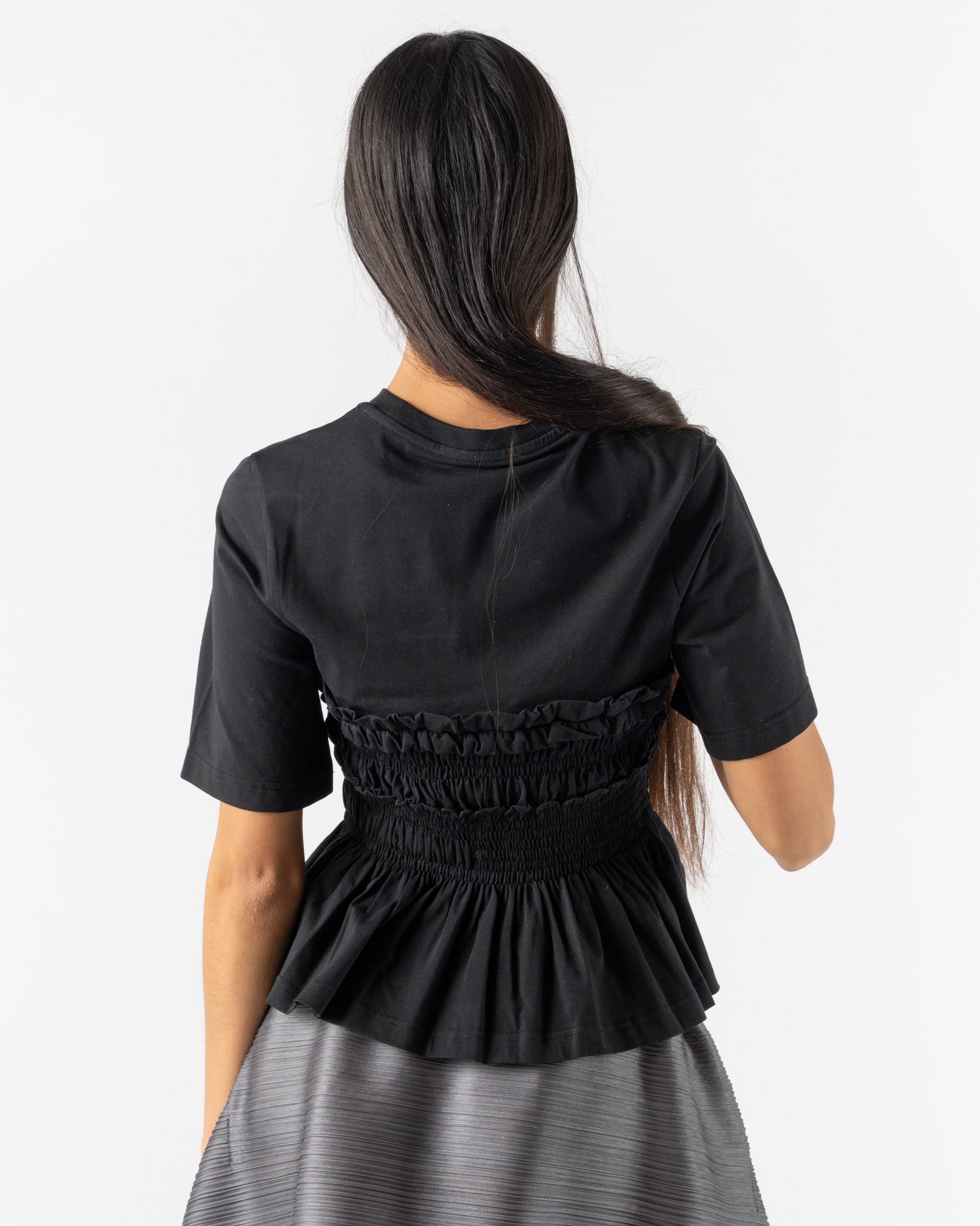 Cecilie Bahnsen Vilde T-Shirt in Black Jersey Curated at Jake and
