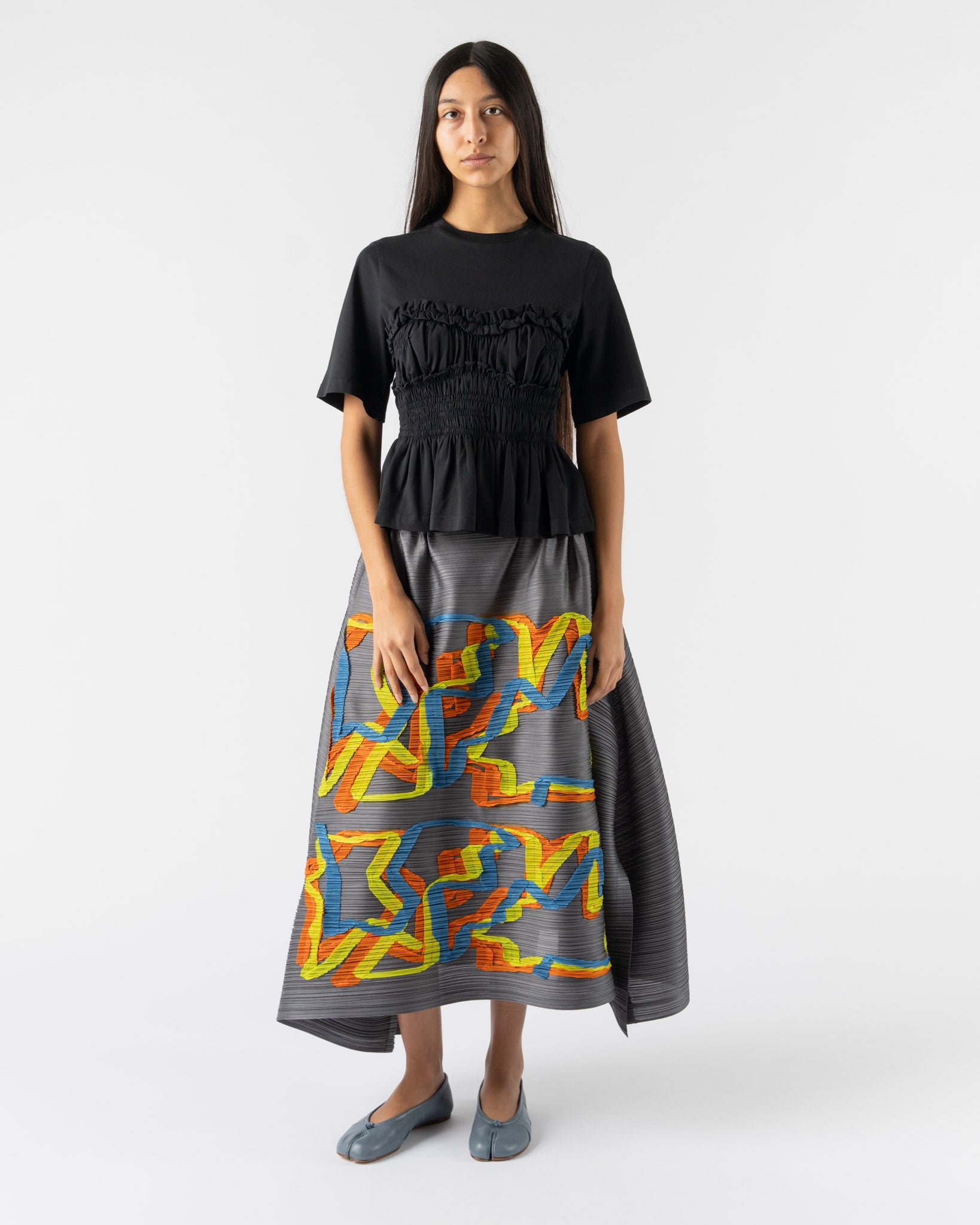 Cecilie Bahnsen Vilde T-Shirt in Black Jersey Curated at Jake and