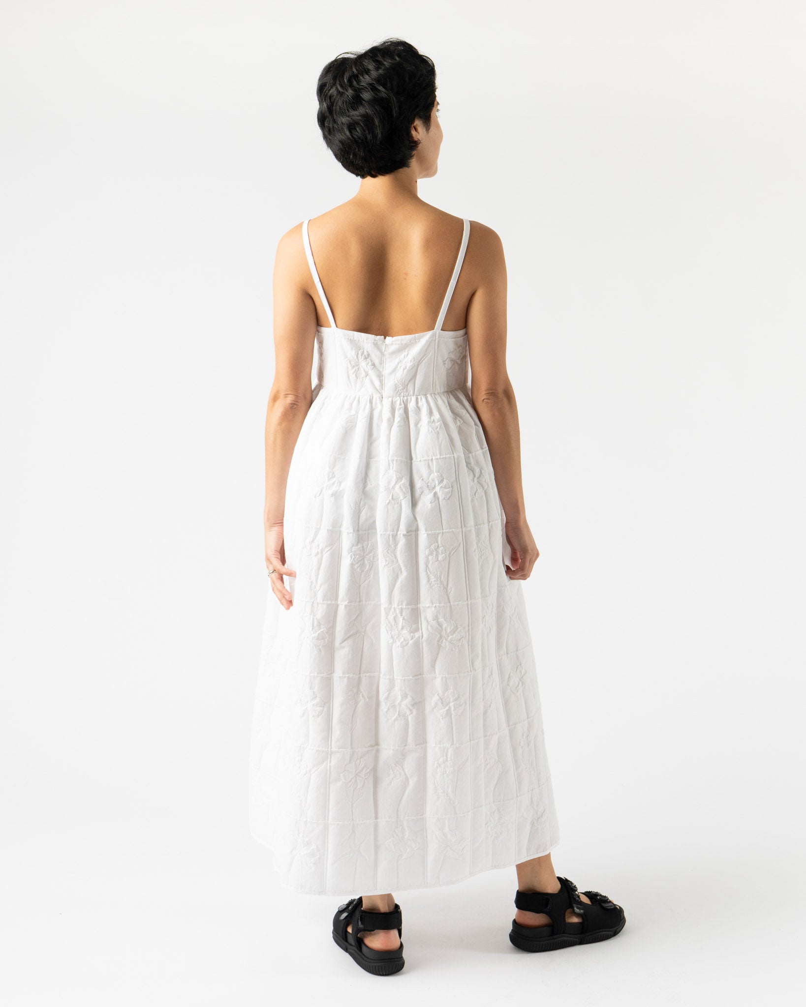 Cecilie Bahnsen Ambra Dress in Flora Matelassé White Curated