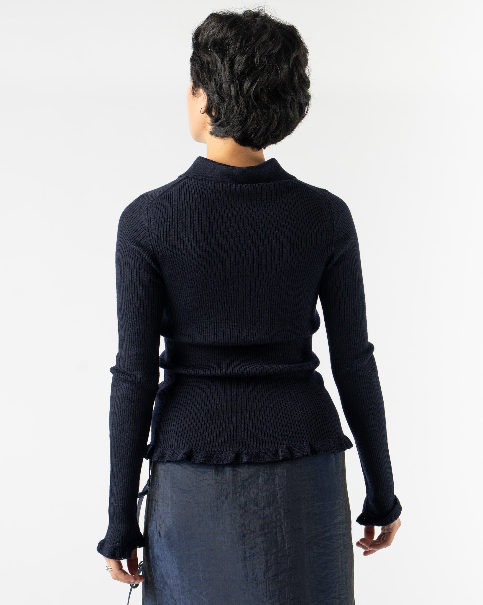 Cecilie Bahnsen Oda Top in Lightweight Knit Navy