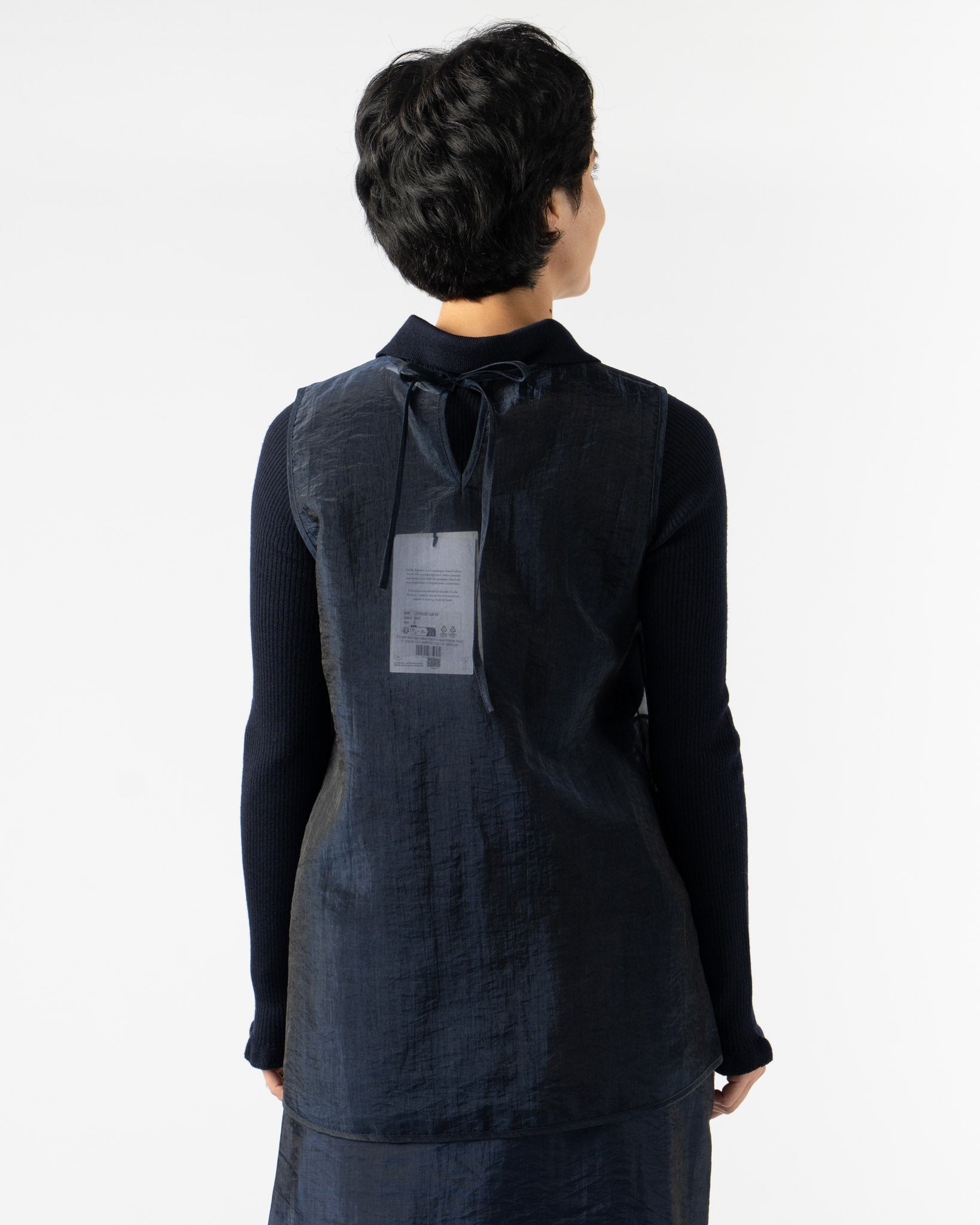 Cecilie Bahnsen Alba Top in Liquid Myrtia Navy