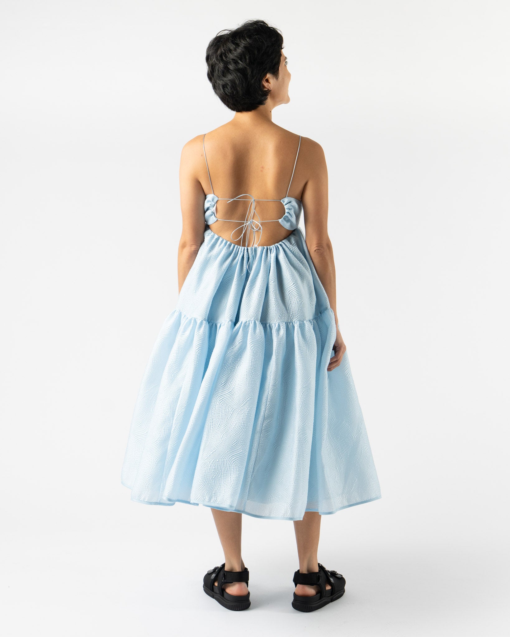 Cecilie Bahnsen Sofie Dress in Kaze Matelassé Light Blue