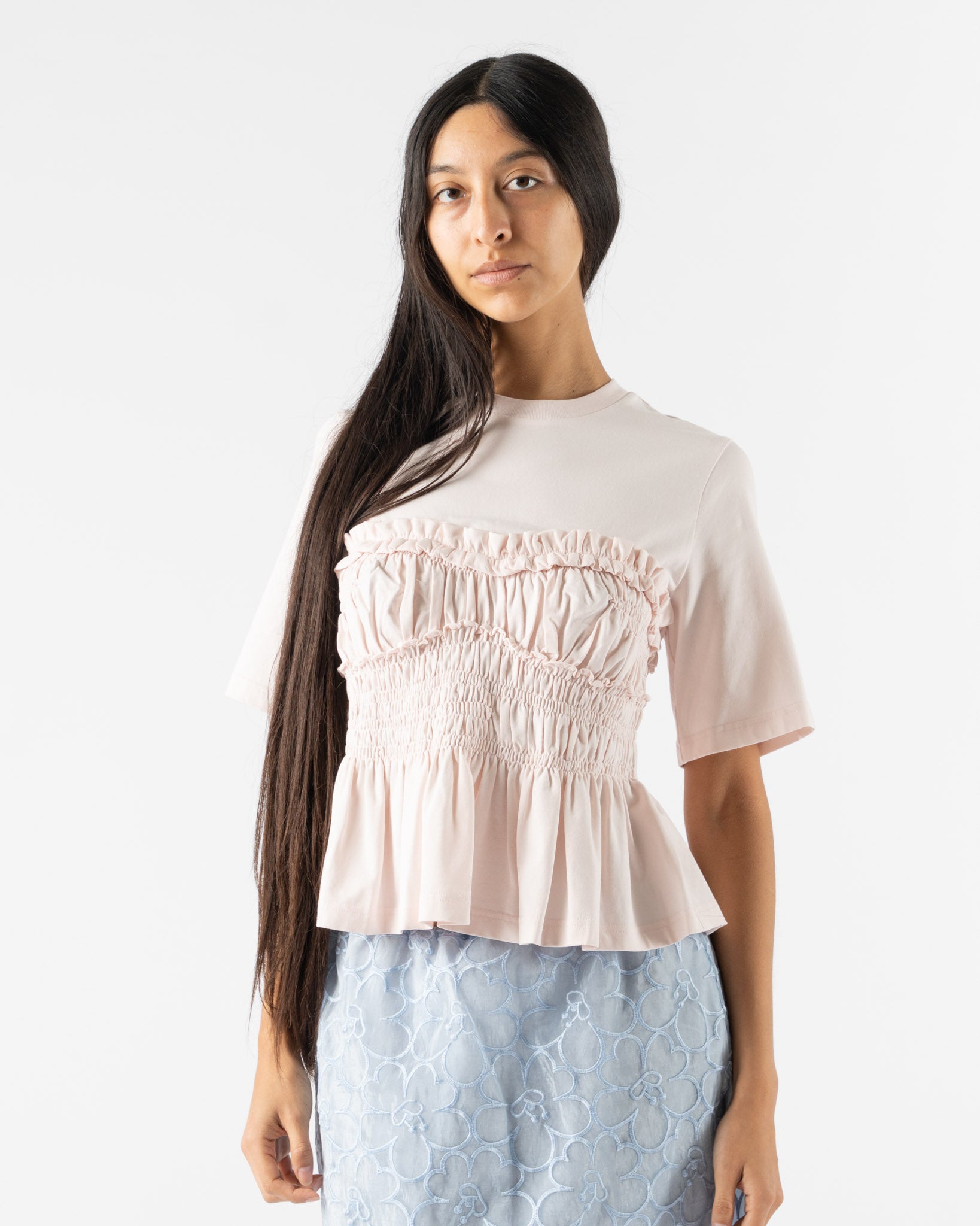 Cecilie Bahnsen Vilde T-Shirt in Light Pink Jersey