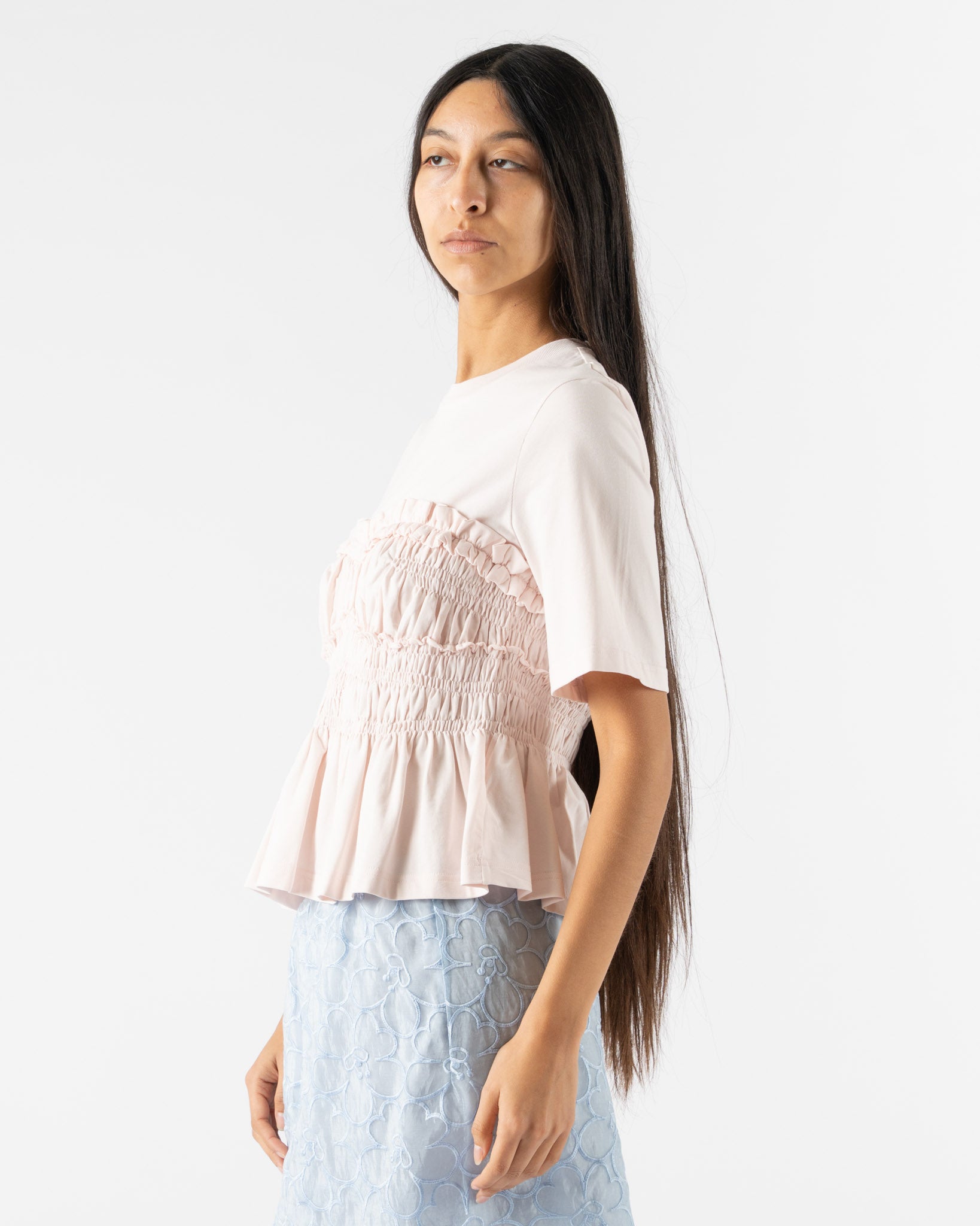 Cecilie Bahnsen Vilde T-Shirt in Light Pink Jersey