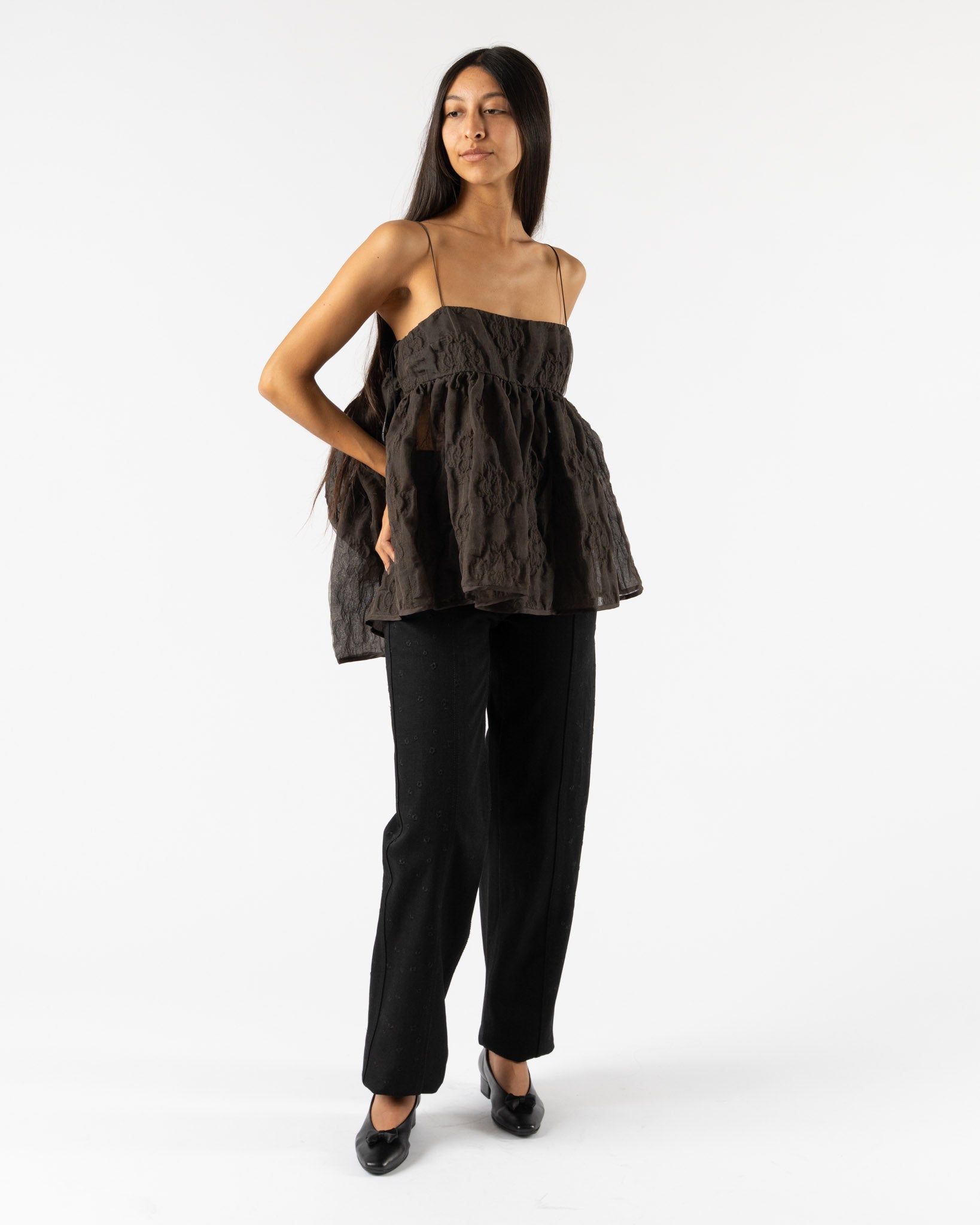 Cecilie Bahnsen Veronica Top in Soil Brown Curated at Jake and Jones