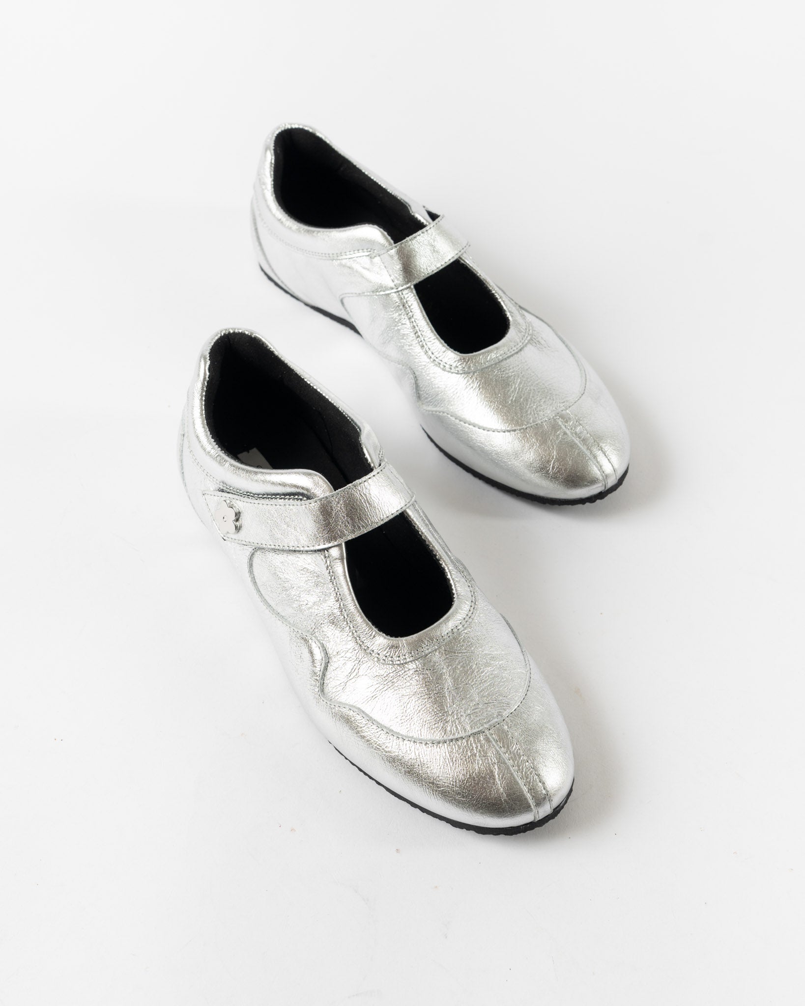 Cecilie Bahnsen Cosmo Sneakers in Silver Textured Leather Curated