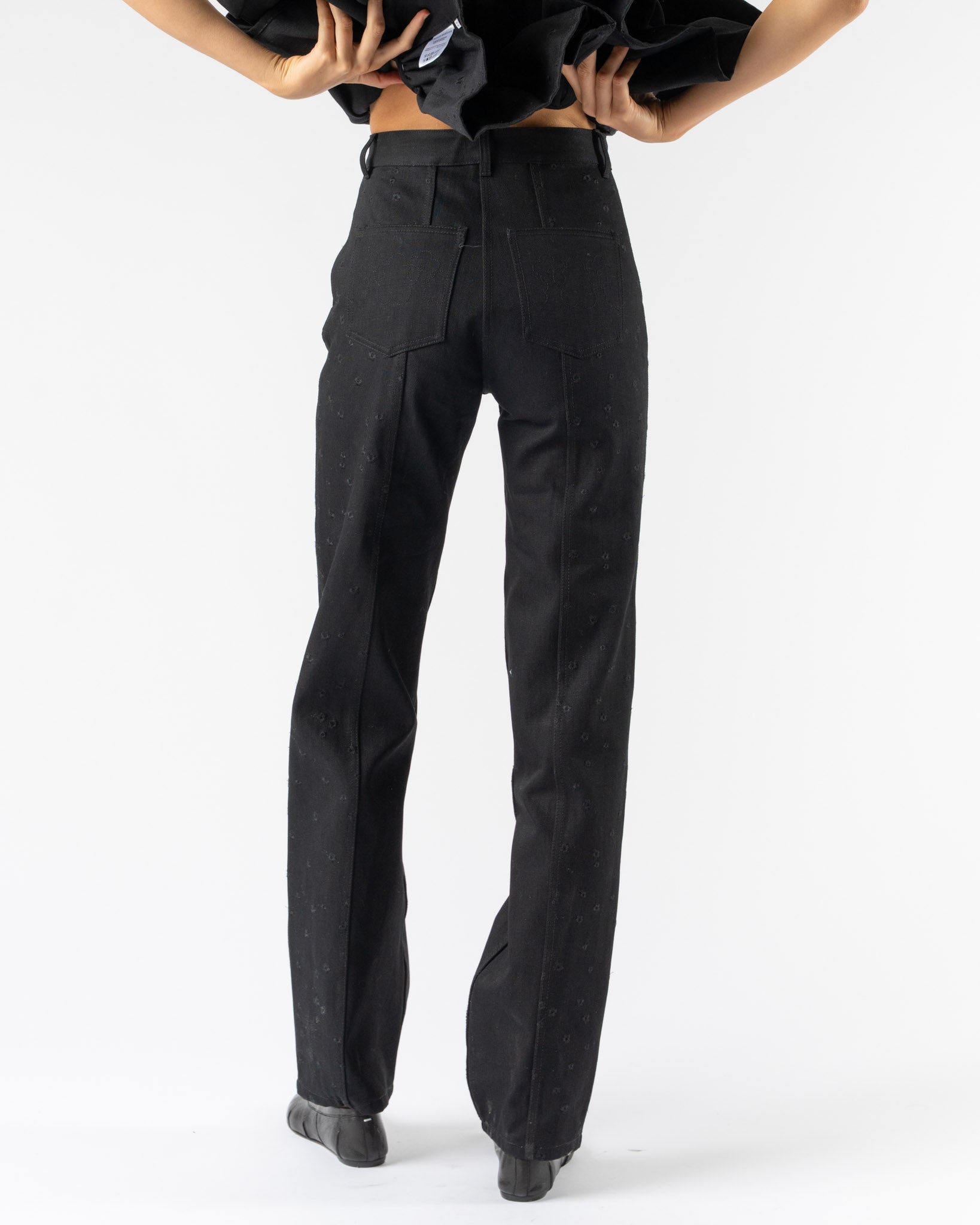 Cecilie Bahnsen Bliss Trousers in Embroidered Denim Black