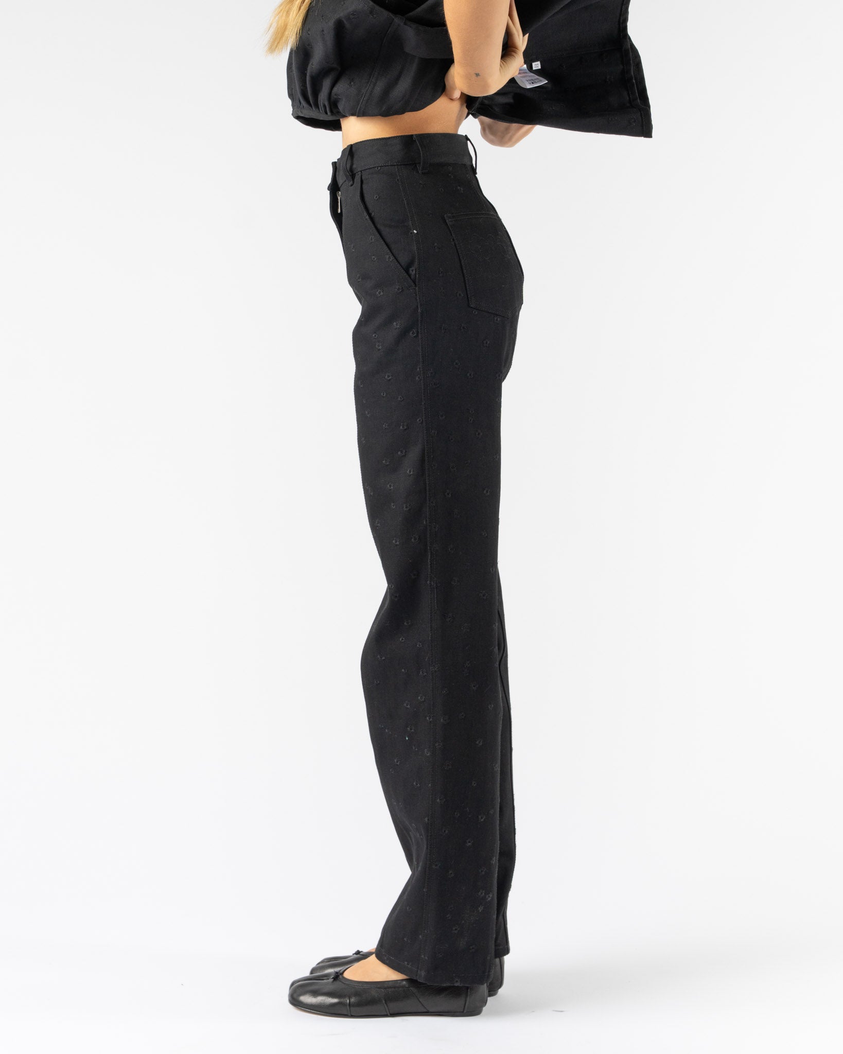 Cecilie Bahnsen Bliss Trousers in Embroidered Denim Black