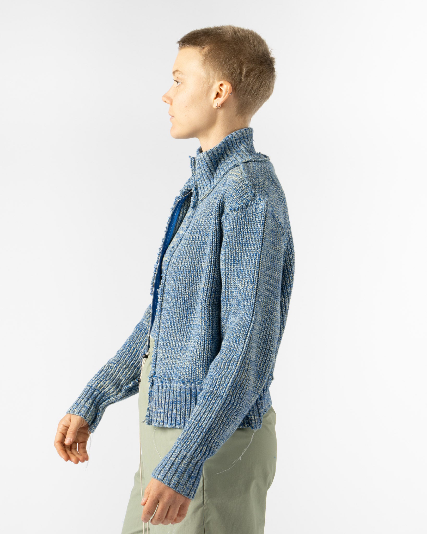 Camiel Fortgens Zip Up Knit in Blue/Yellow