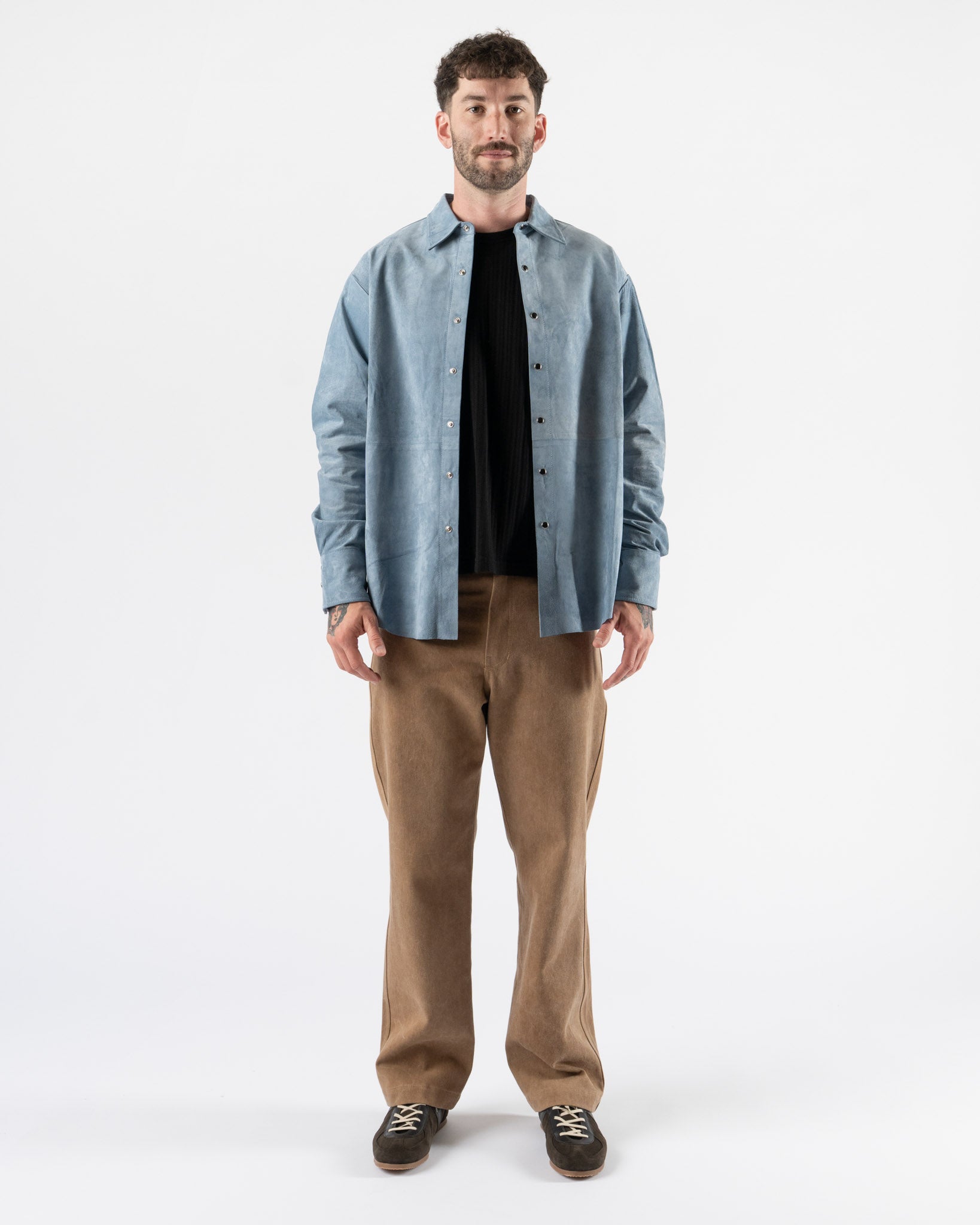 Carter Young Suede Western Shirt in Chlorine