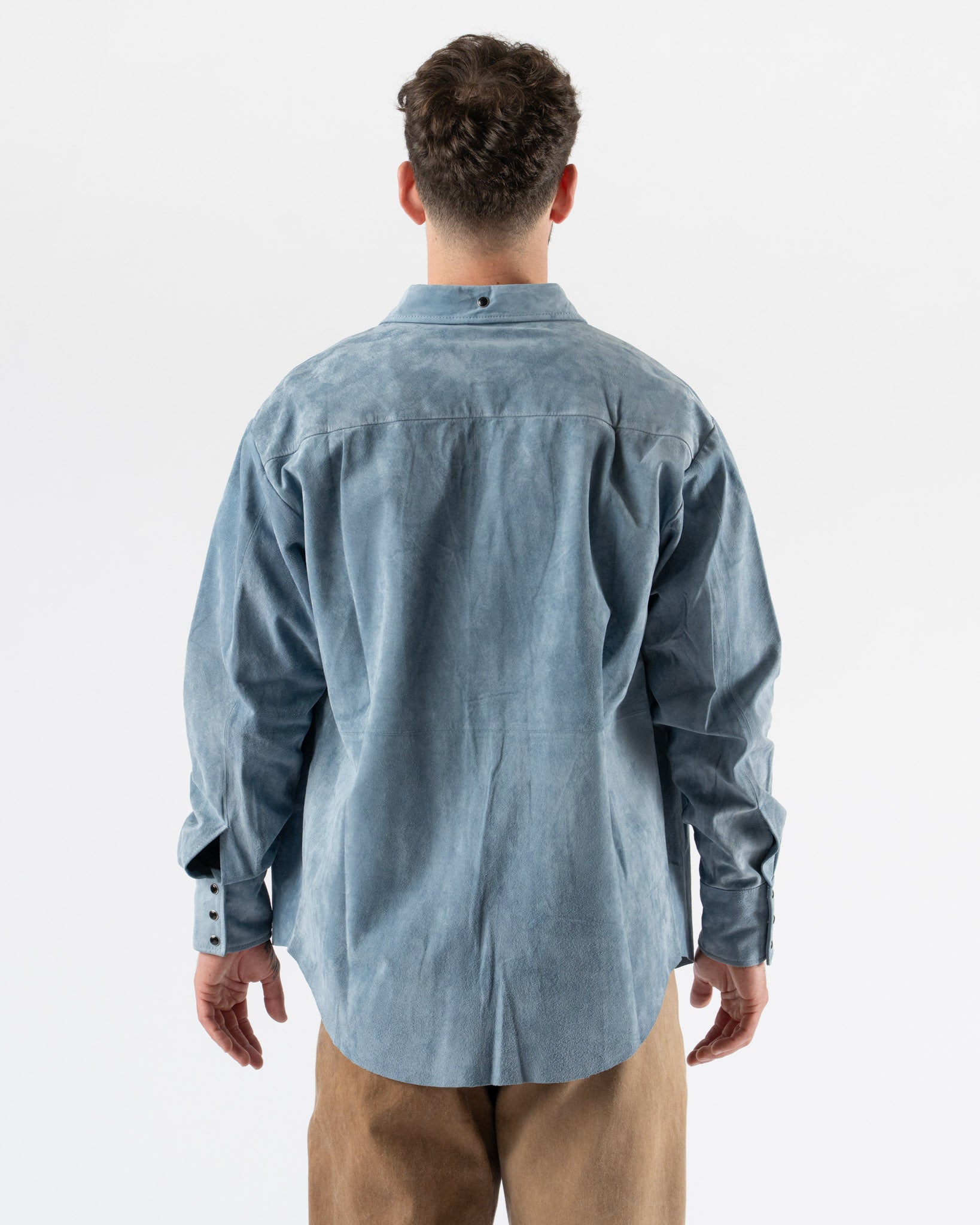 Carter Young Suede Western Shirt in Chlorine