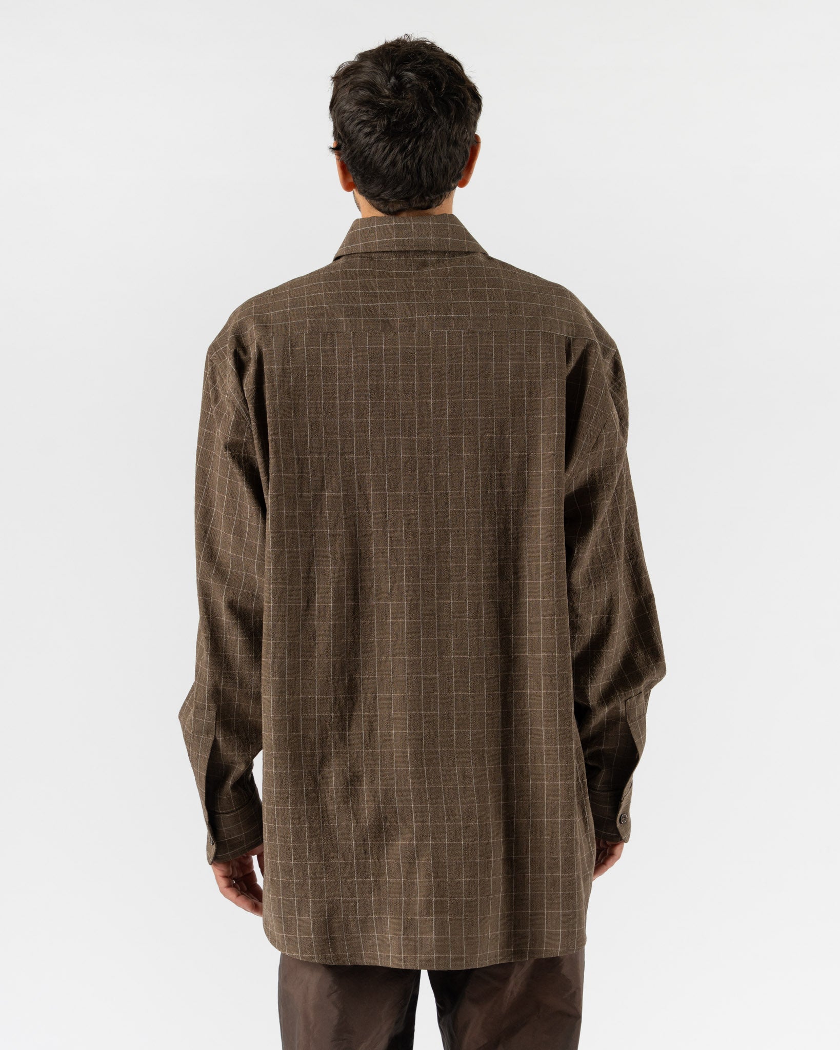 Colbo Dress Shirt in Brown Linear Check