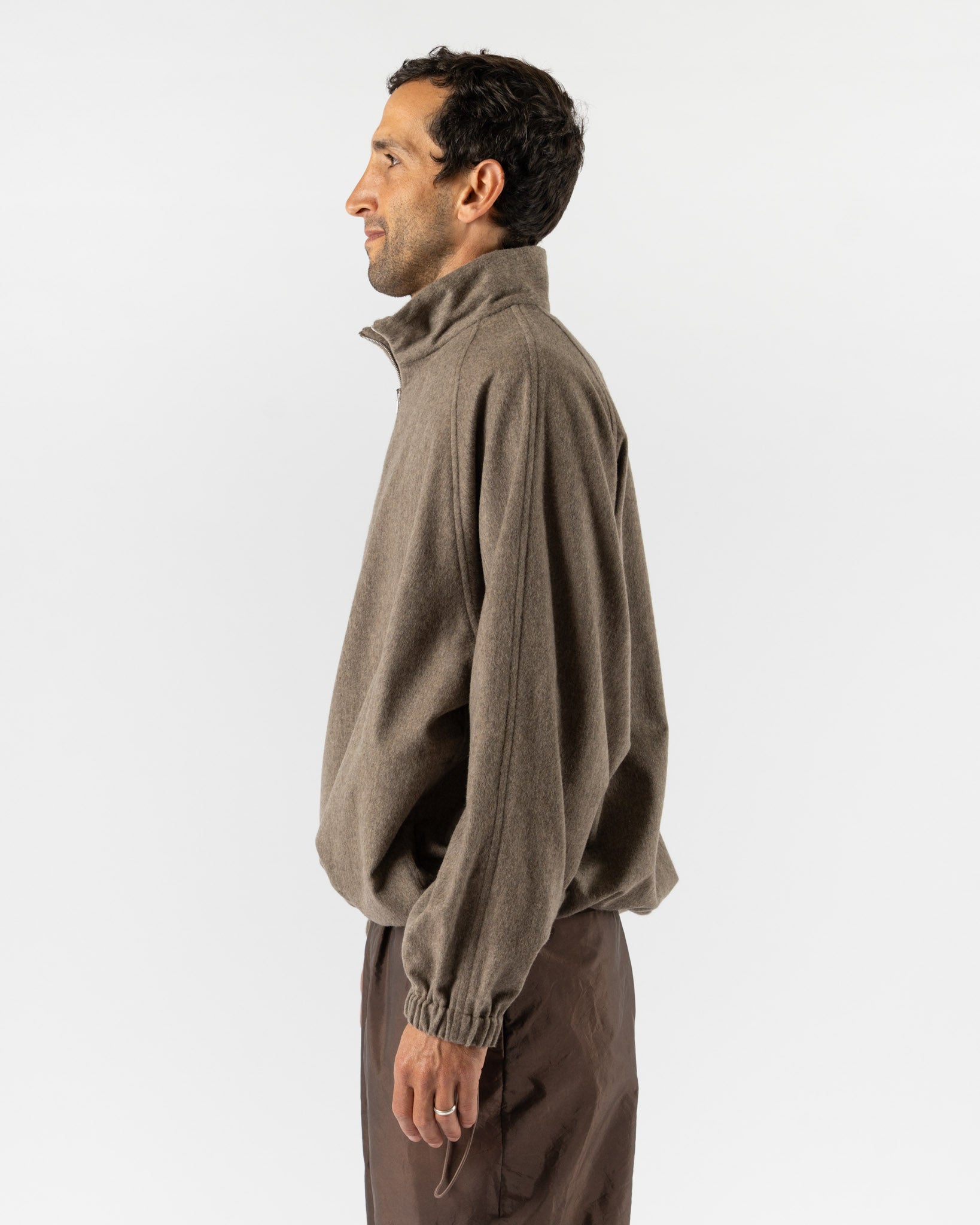 Colbo Half Zip Raglan Parka in Greige Melange