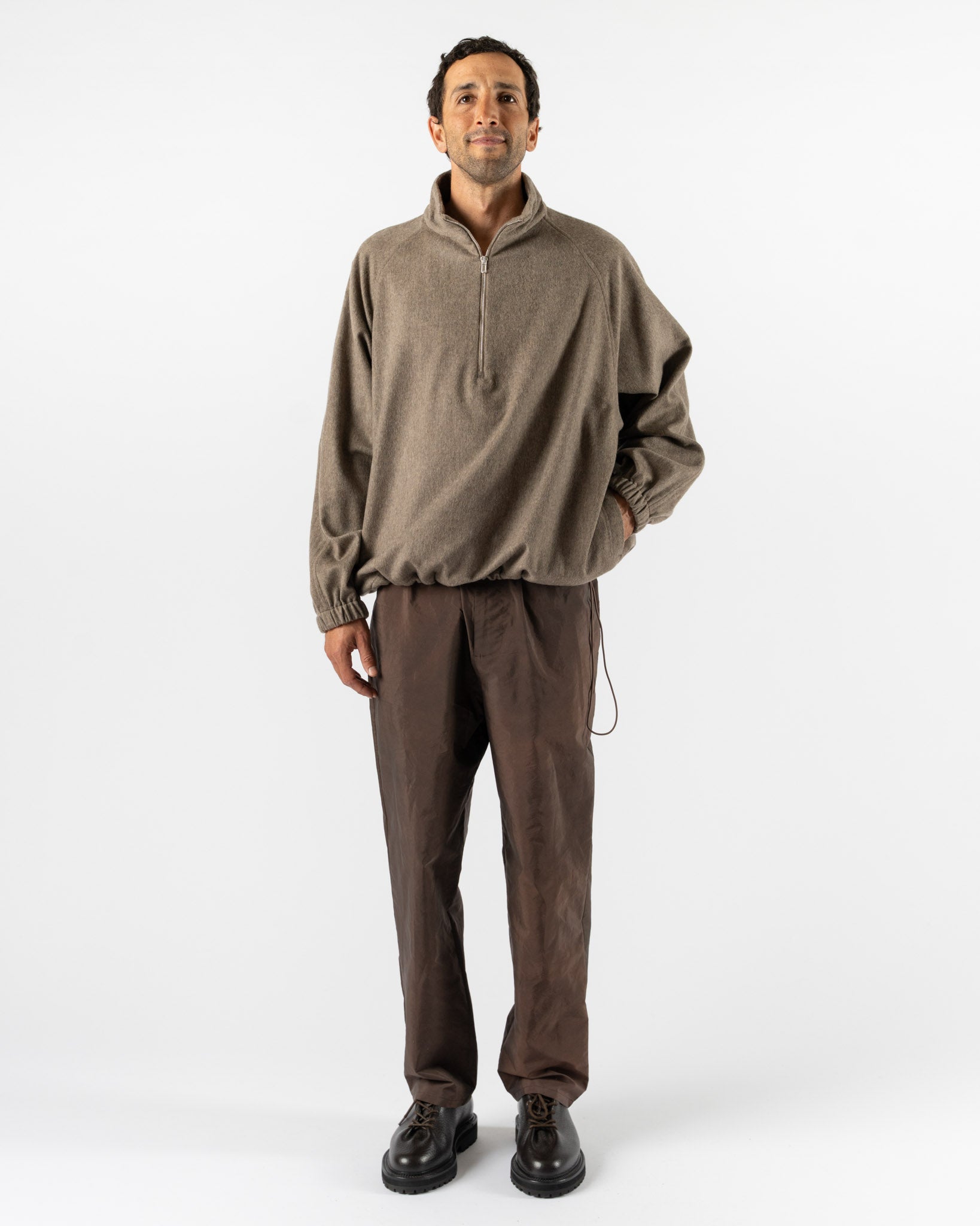 Colbo Half Zip Raglan Parka in Greige Melange