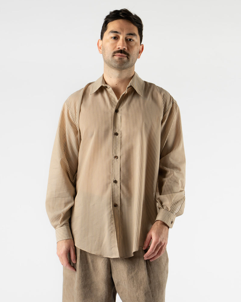 Colbo Office Shirt in Brown + Beige Stripe