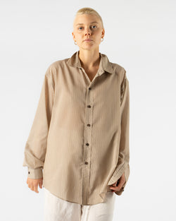 Colbo Office Shirt in Brown + Beige Stripe