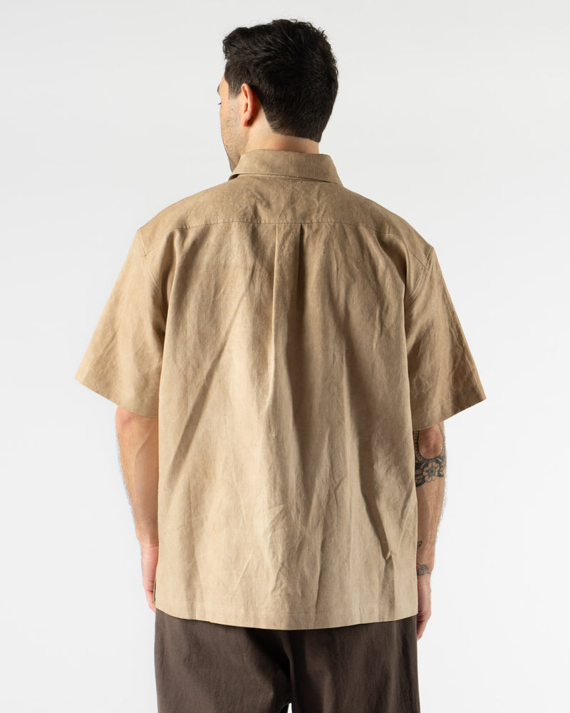 Colbo Short Sleeve Buttoned Shirt in Wash Light Brown