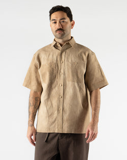 Colbo Short Sleeve Buttoned Shirt in Wash Light Brown