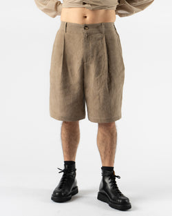 Colbo Single Pleat Shorts in Wash Greige