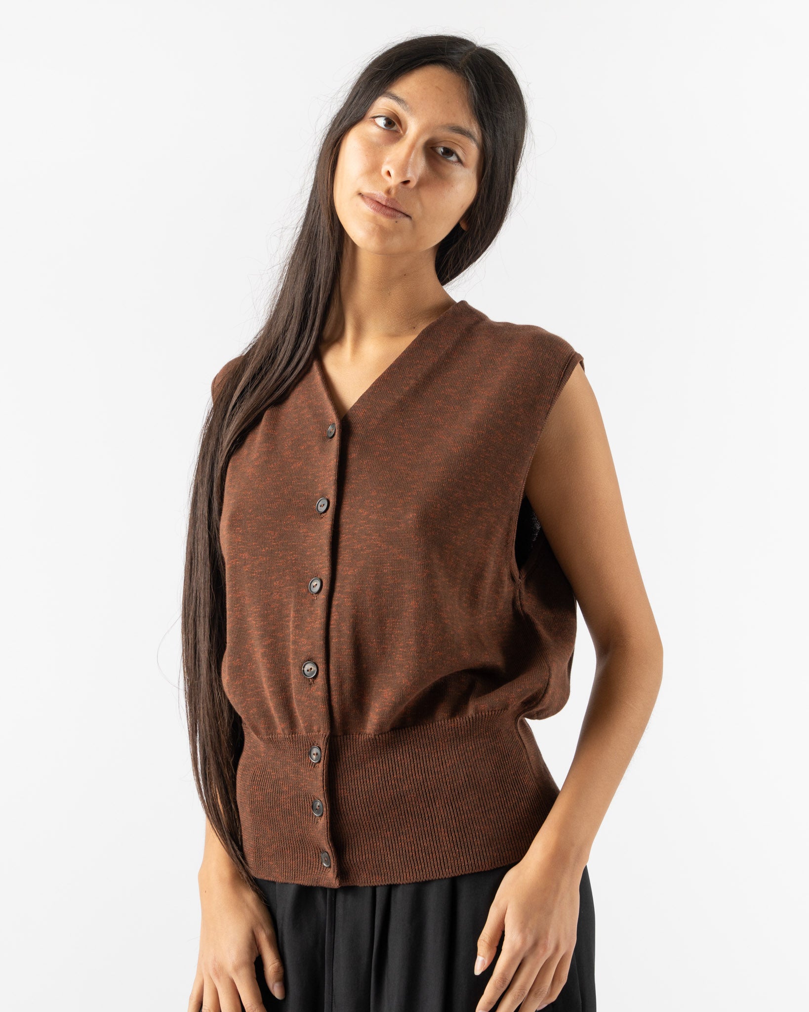 Cordera Flecked Cotton Waistcoat Russet