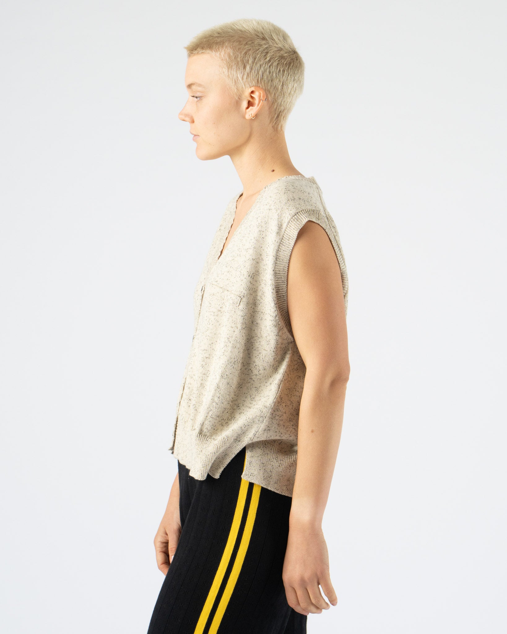 Cordera Flecked Cotton Waistcoat in Natural