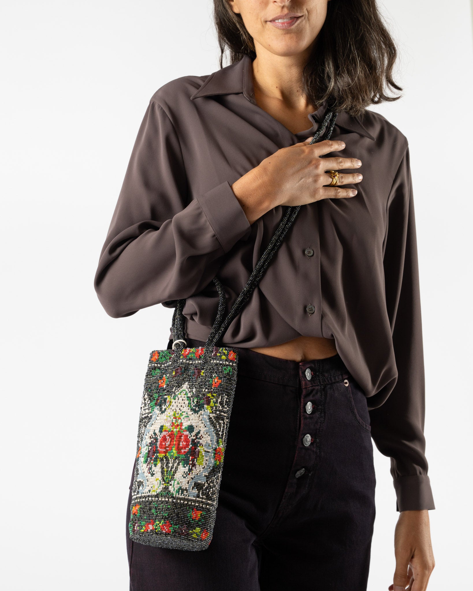 Cordera Handmade Beaded Bag in Camelia