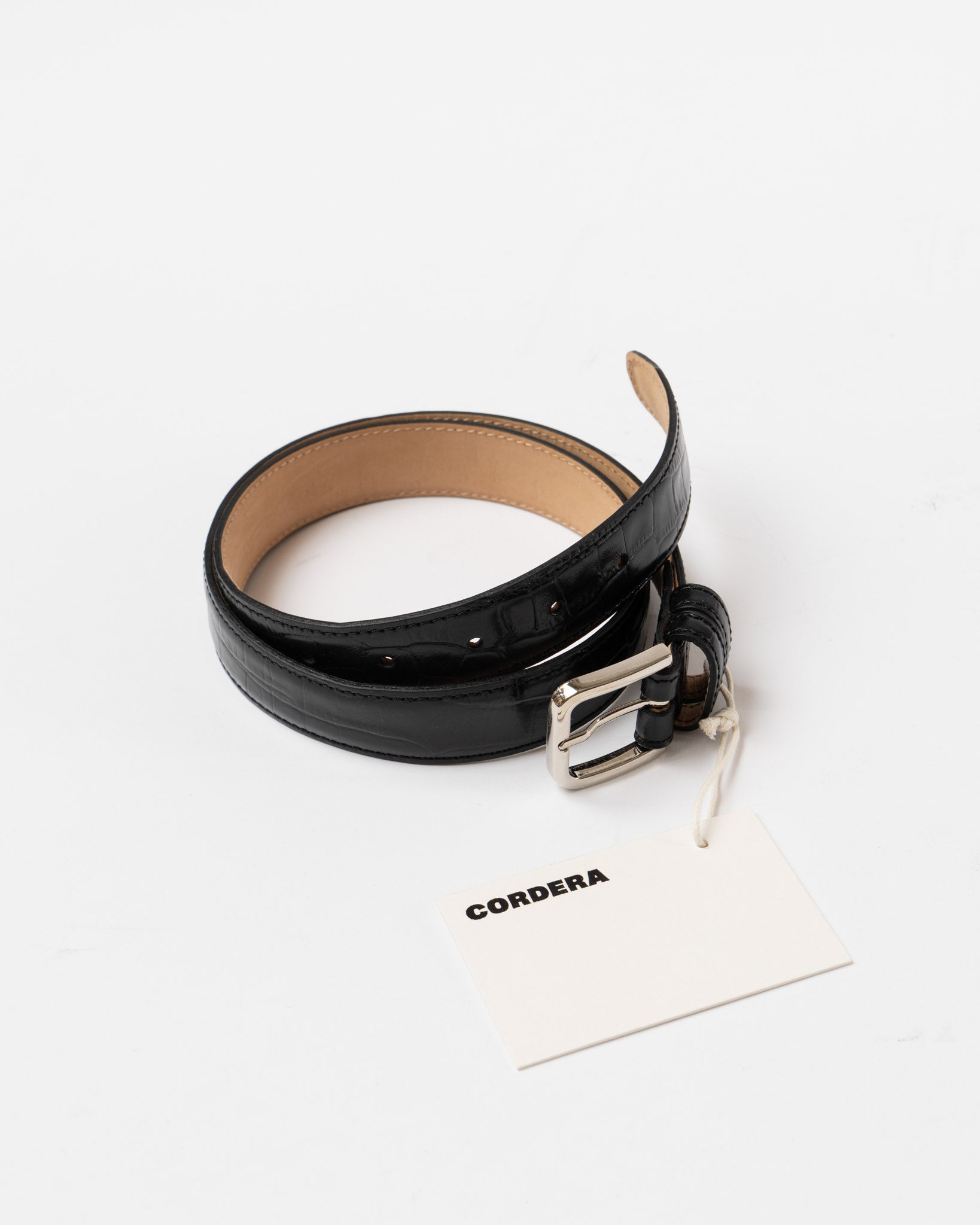 Cordera Classic Belt in Black Crocodile