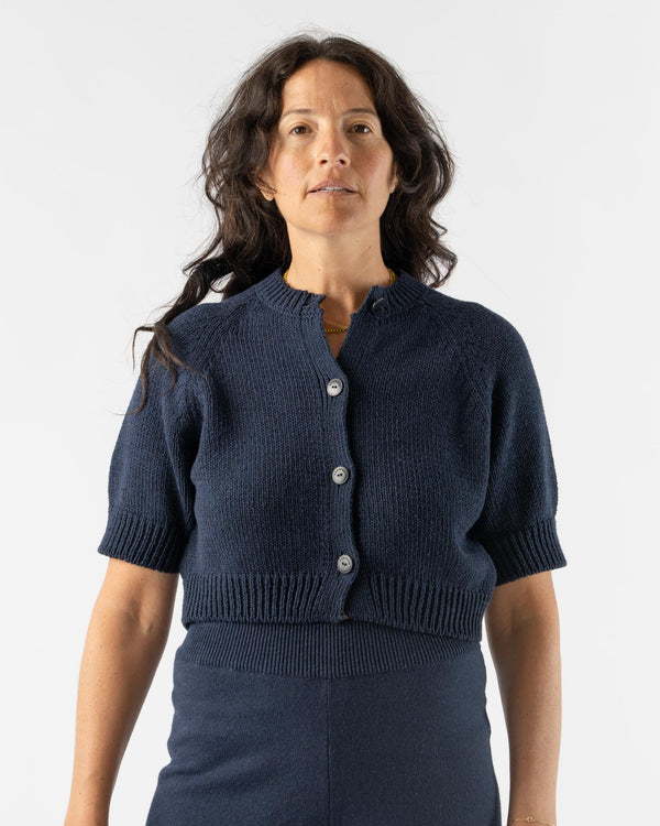 Cordera Cotton Buttoned Top in Navy