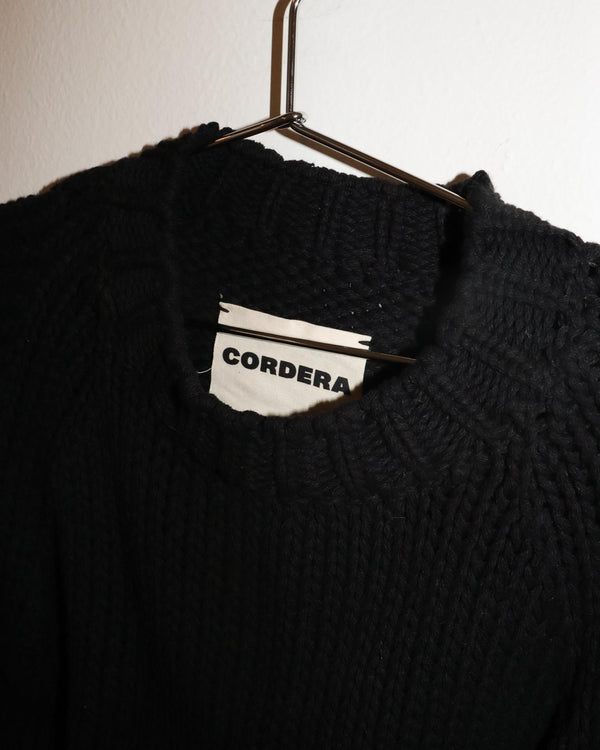 Pre-owned: Cordera Cropped Knit Sweater in Black