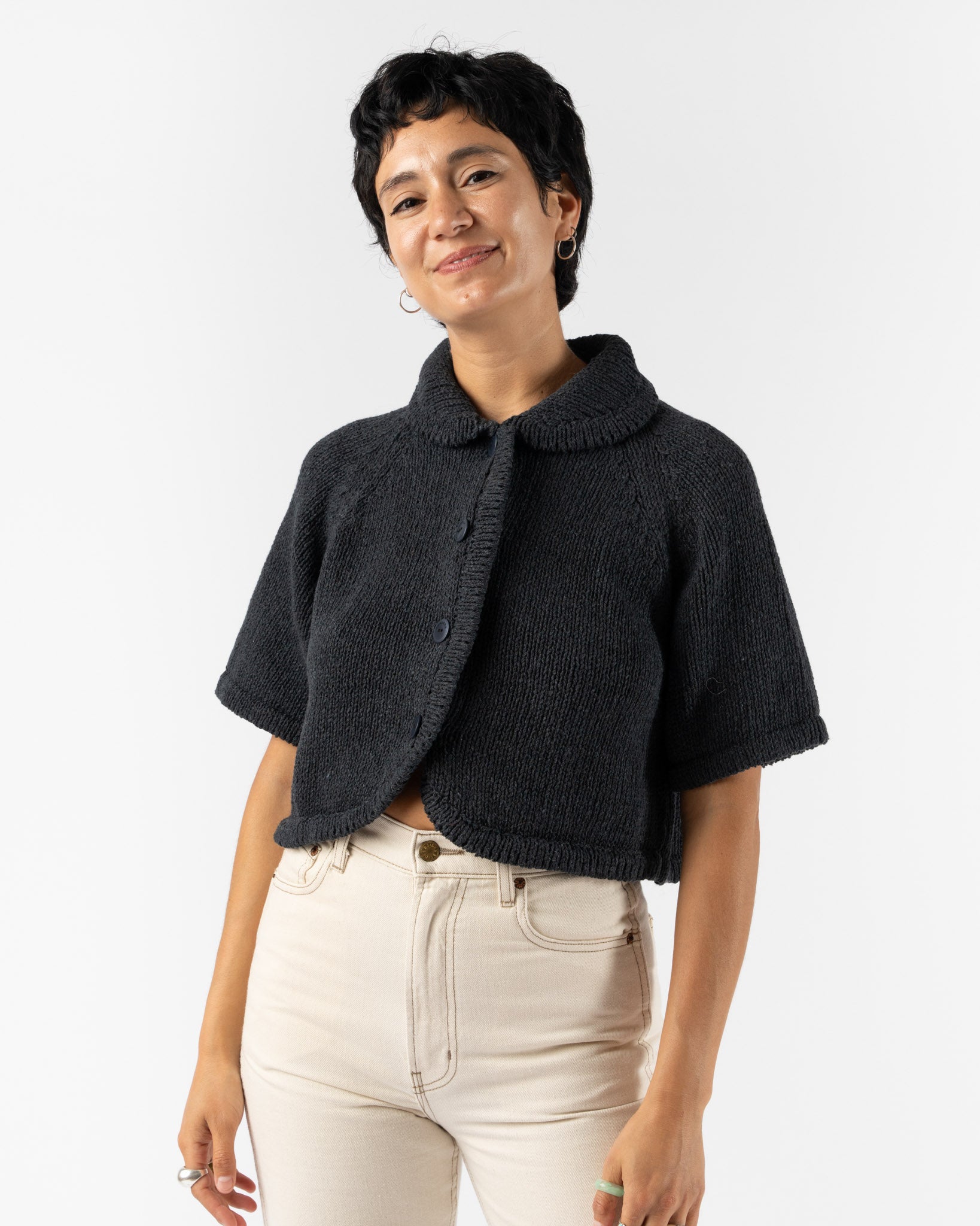 Cordera Heather Cotton Top in Navy