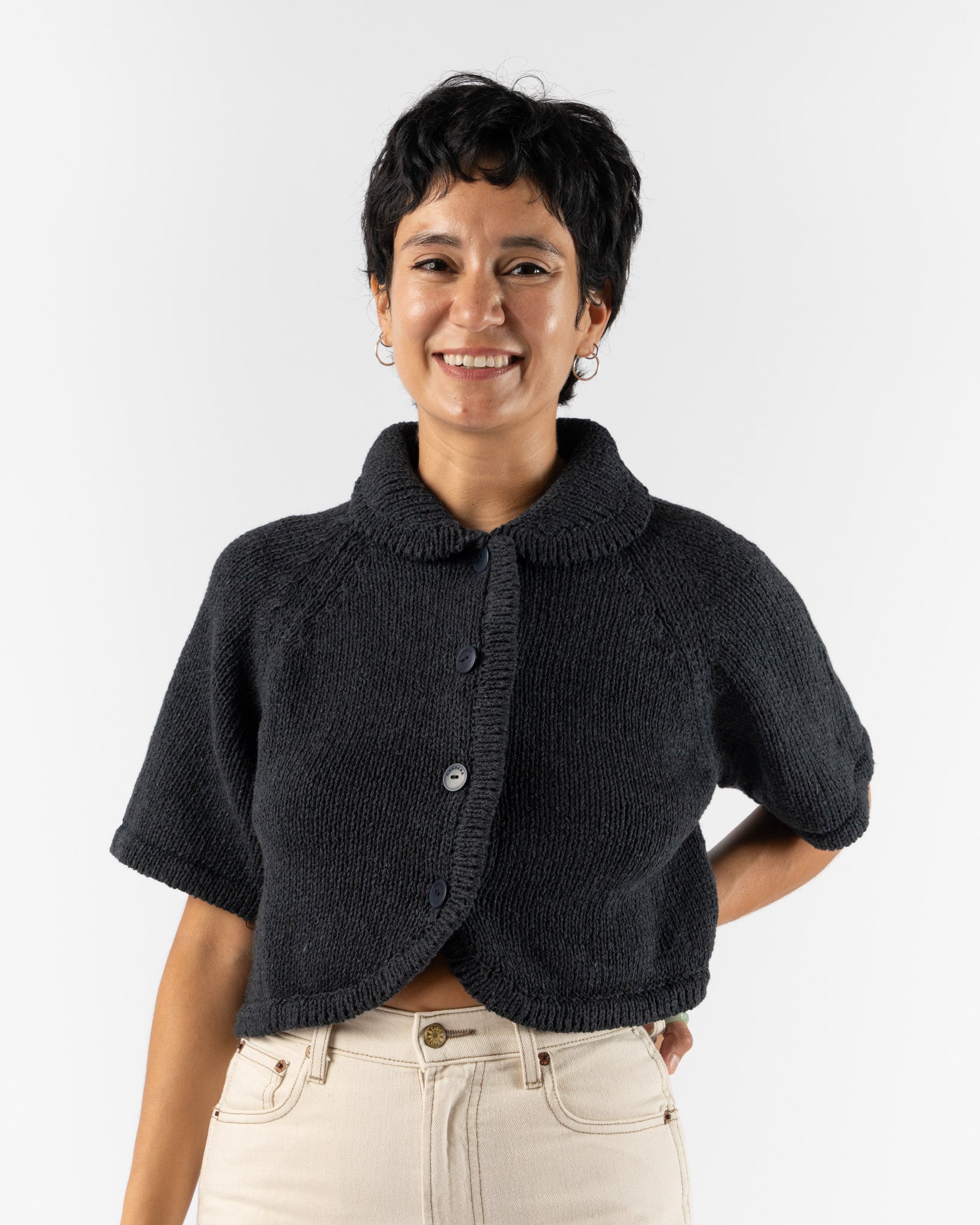 Cordera Heather Cotton Top in Navy