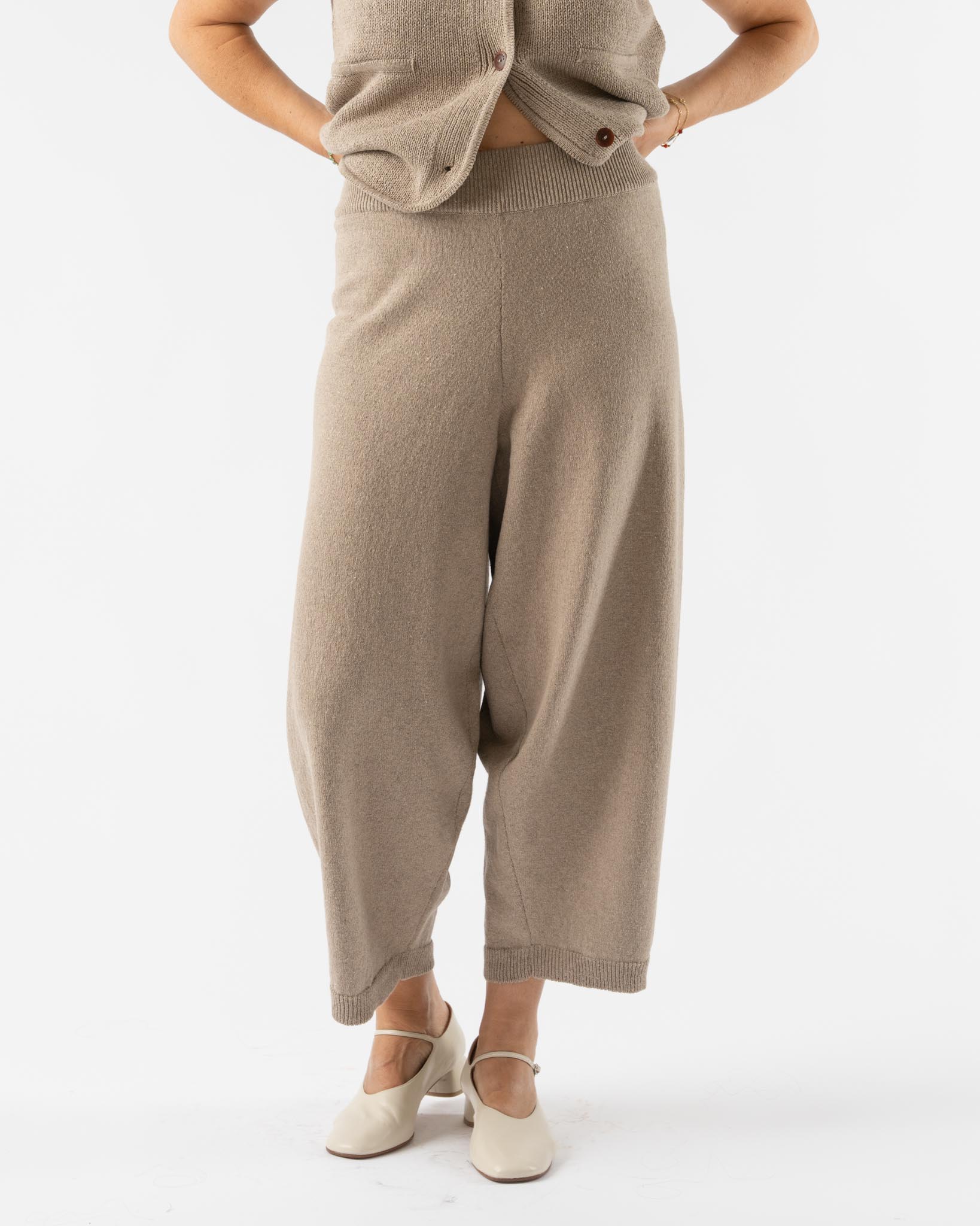 Cordera Cotton Knitted Pants in Taupe