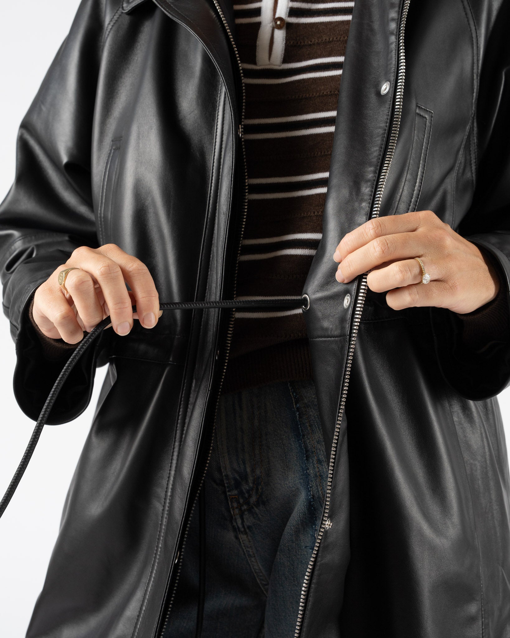 Cordera Nappa Trench Jacket in Black