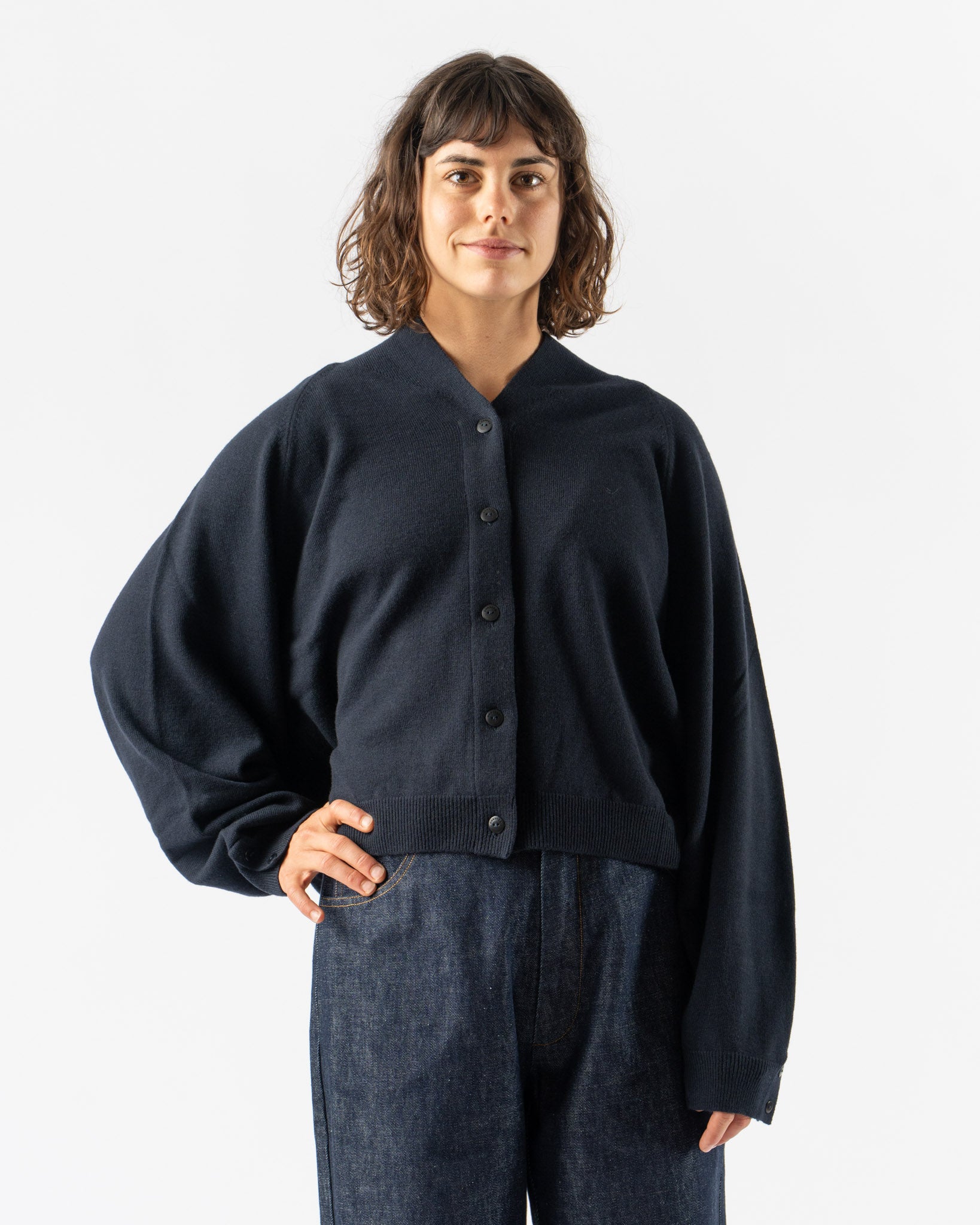 Cordera Merino Wool Cardigan in Navy