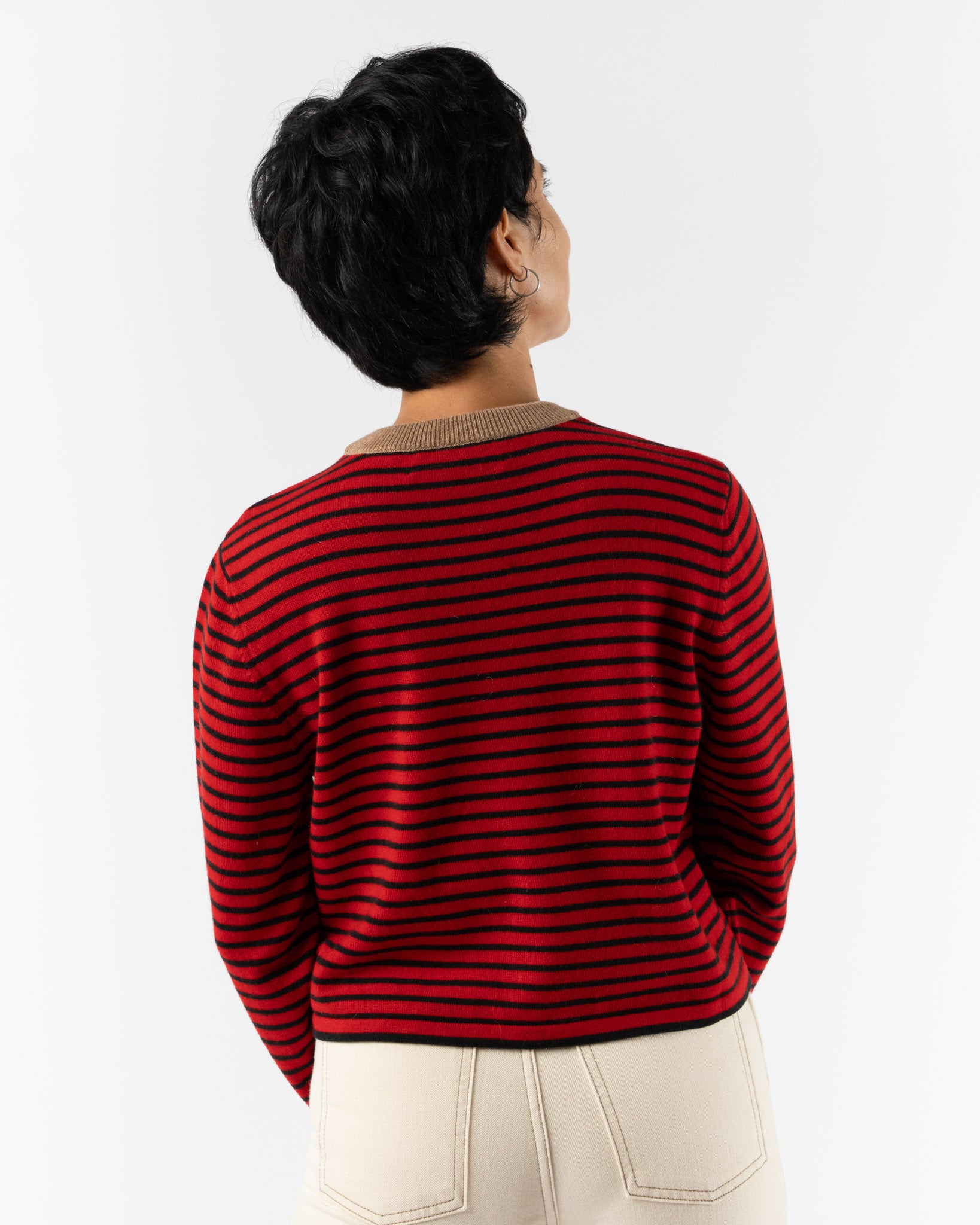 Cordera Merino Wool Striped T-Shirt in Red