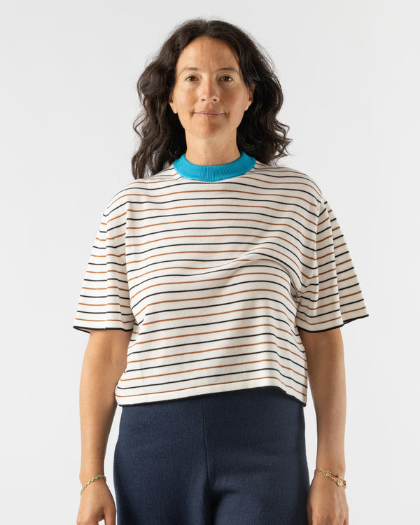 Cordera Cotton Striped T-Shirt in Cerúleo