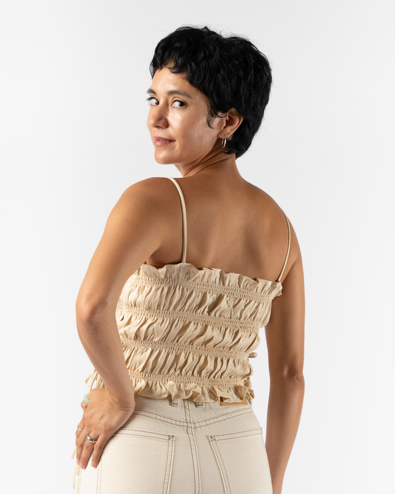 Cordera Viscose Gathered Top in Shell