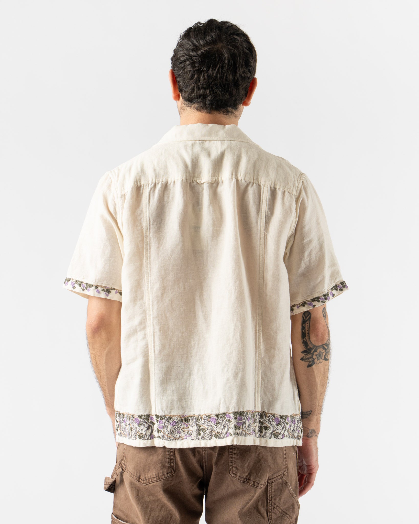 Corridor Bacchanal Embroidery SS Camp Shirt in Natural