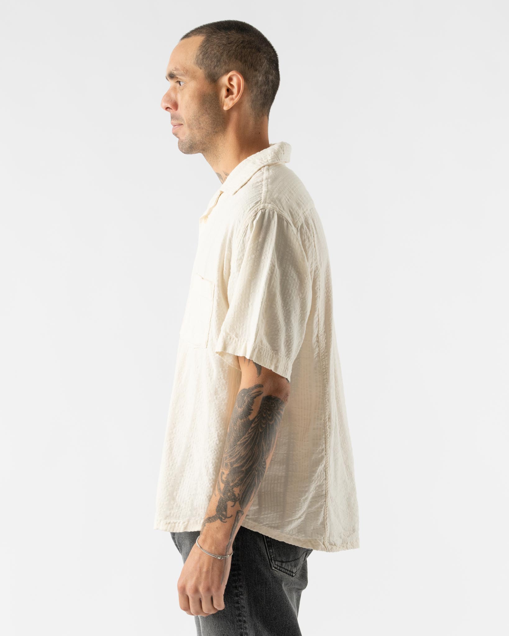 Corridor Striped Seersucker SS Shirt in White