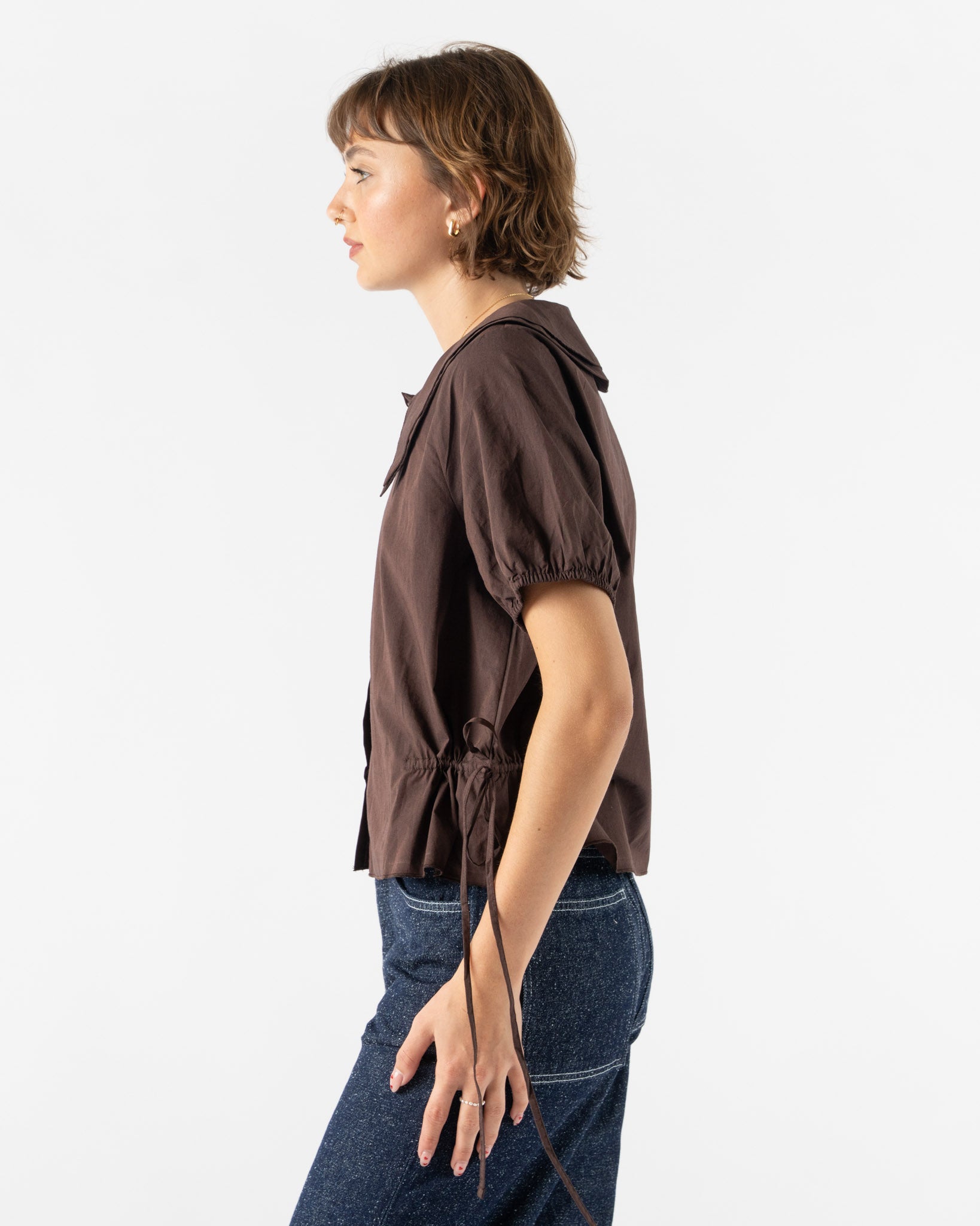 Deiji Studios Double Collar Shirt in Umber