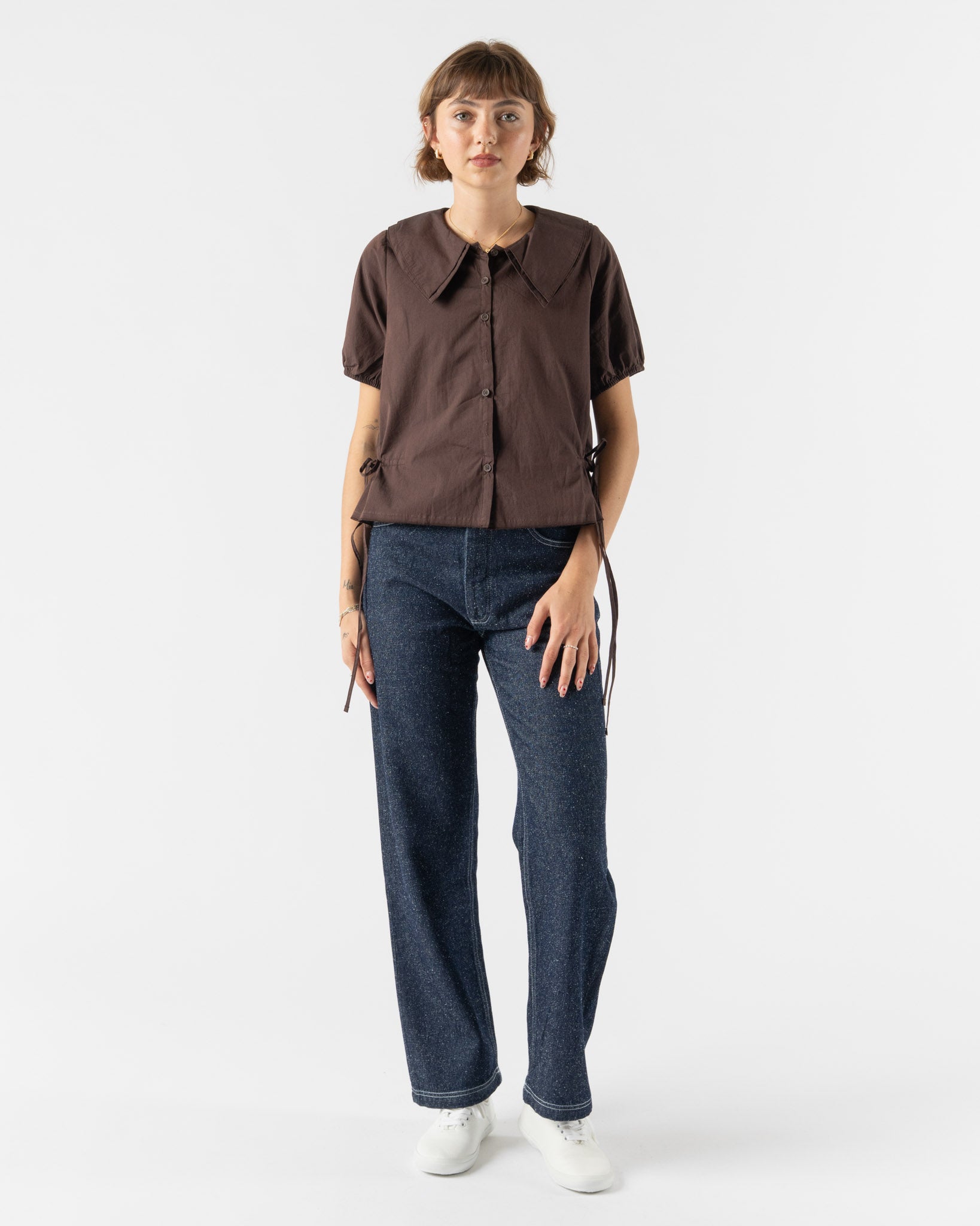 Deiji Studios Double Collar Shirt in Umber