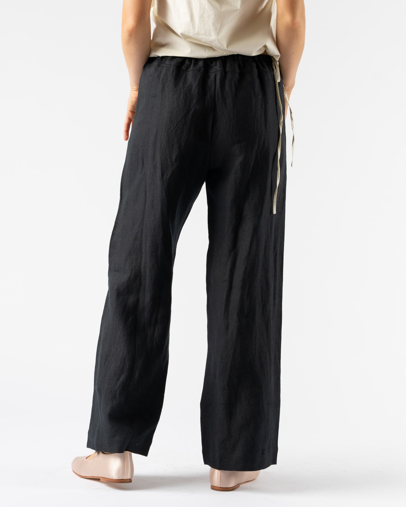 Deiji Studios Double Waist Linen Pant in Black