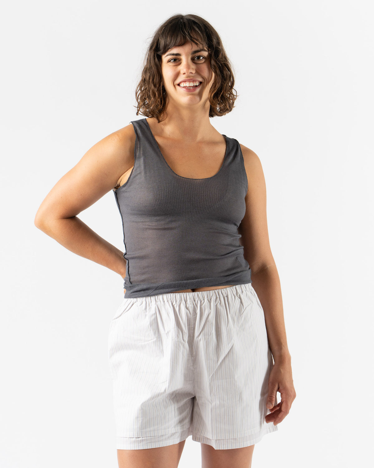 Deiji Studios Knit Tank in Steel Curated at Jake and Jones
