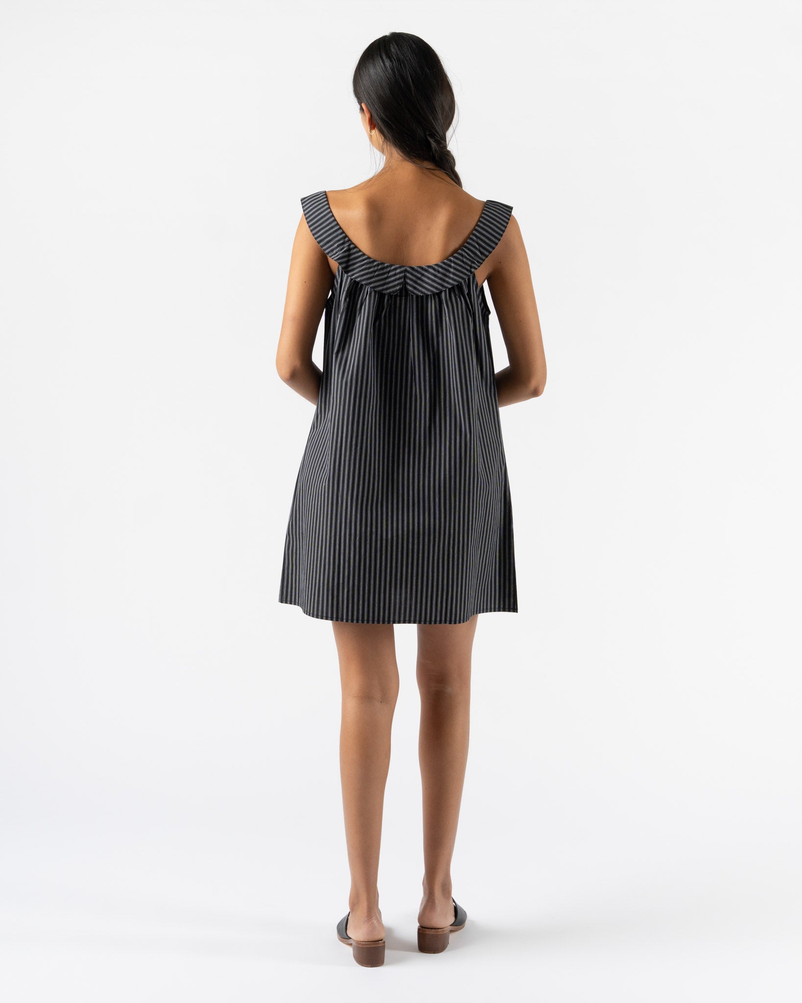 Deiji Studios Rounded Neck Dress in Mono Stripe