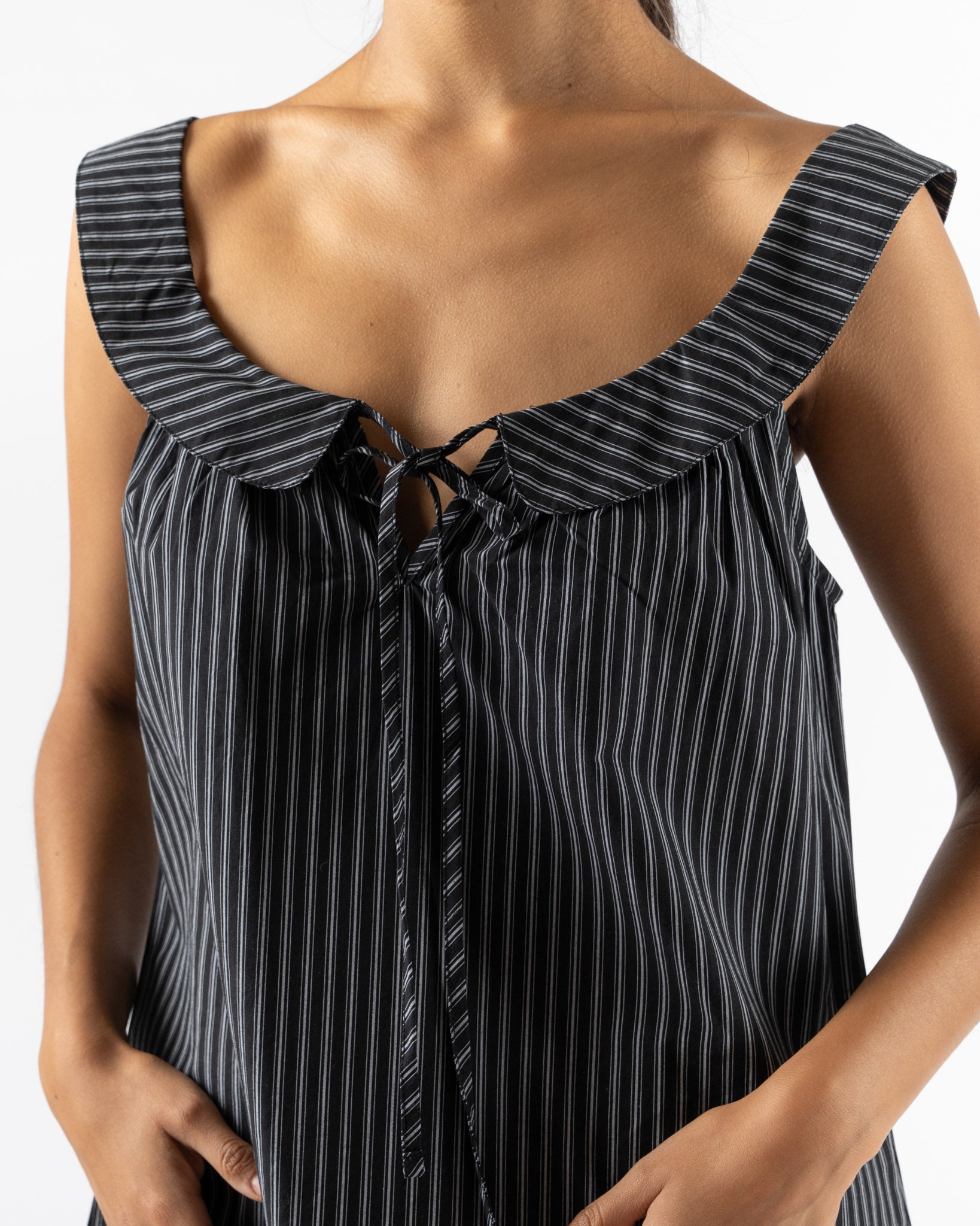 Deiji Studios Rounded Neck Dress in Mono Stripe